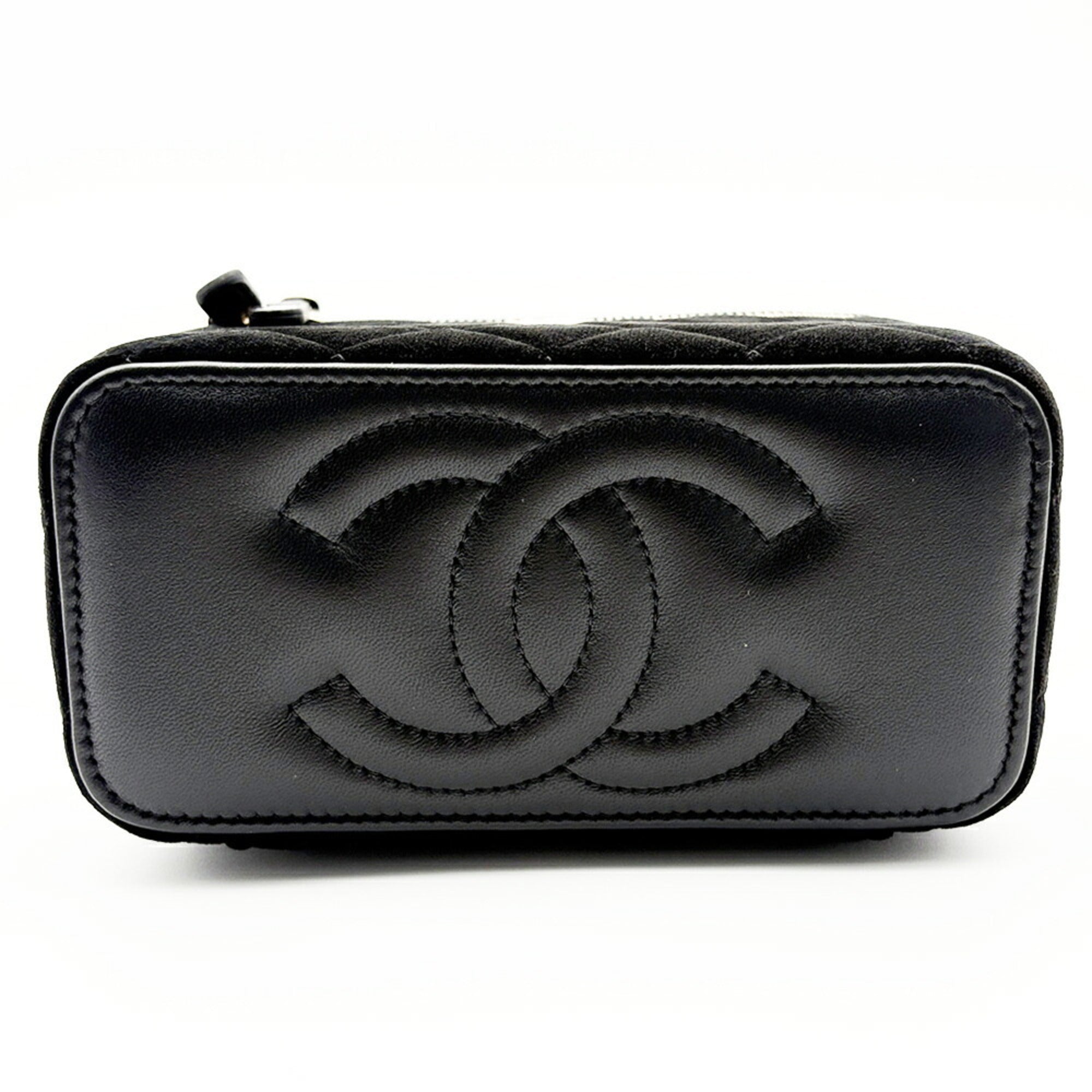 Chanel Black Leather Shoulder Bag Vanity Bag (Pre-Owned)