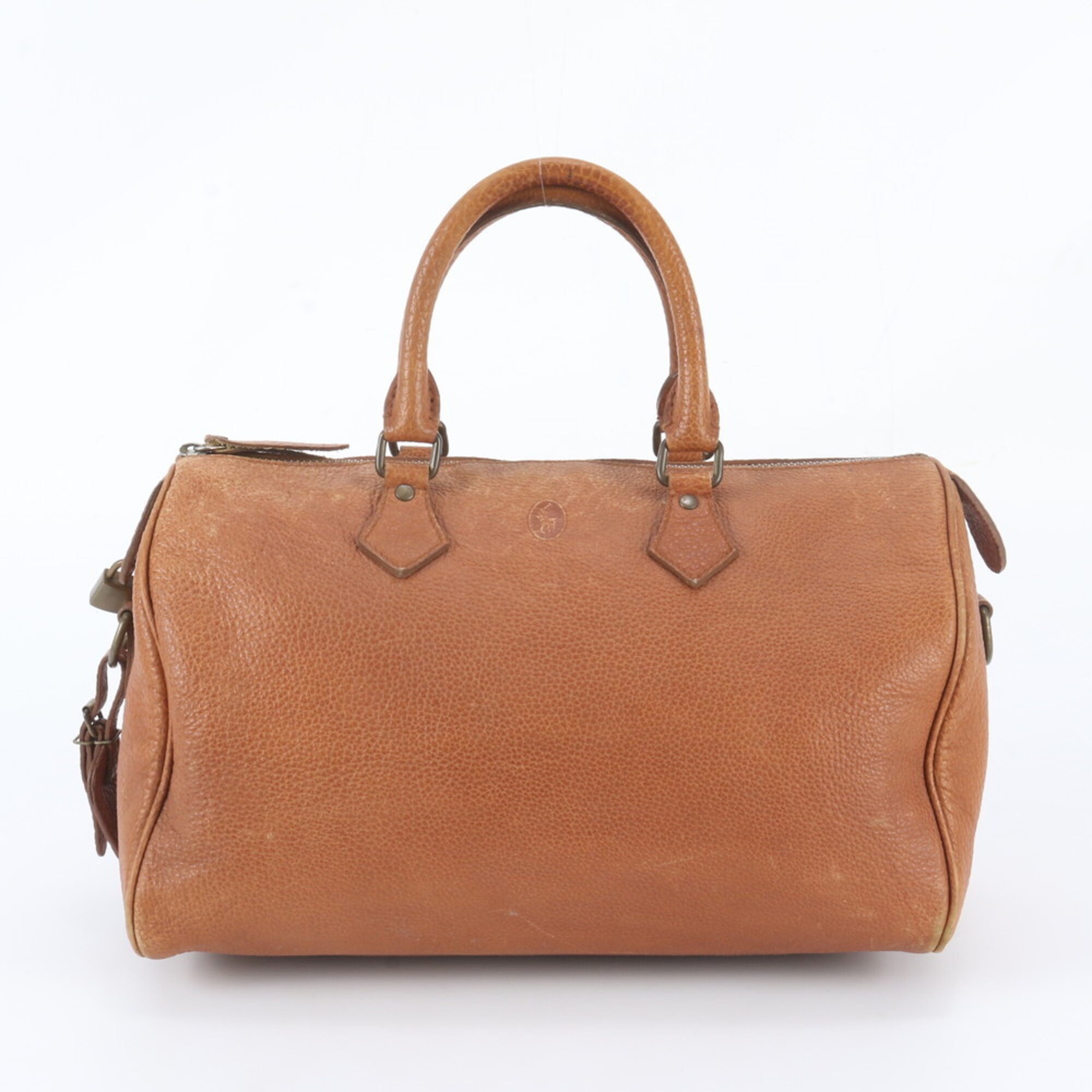 Ralph Lauren Camel Leather Boston Bag Handbag (Pre-Owned)