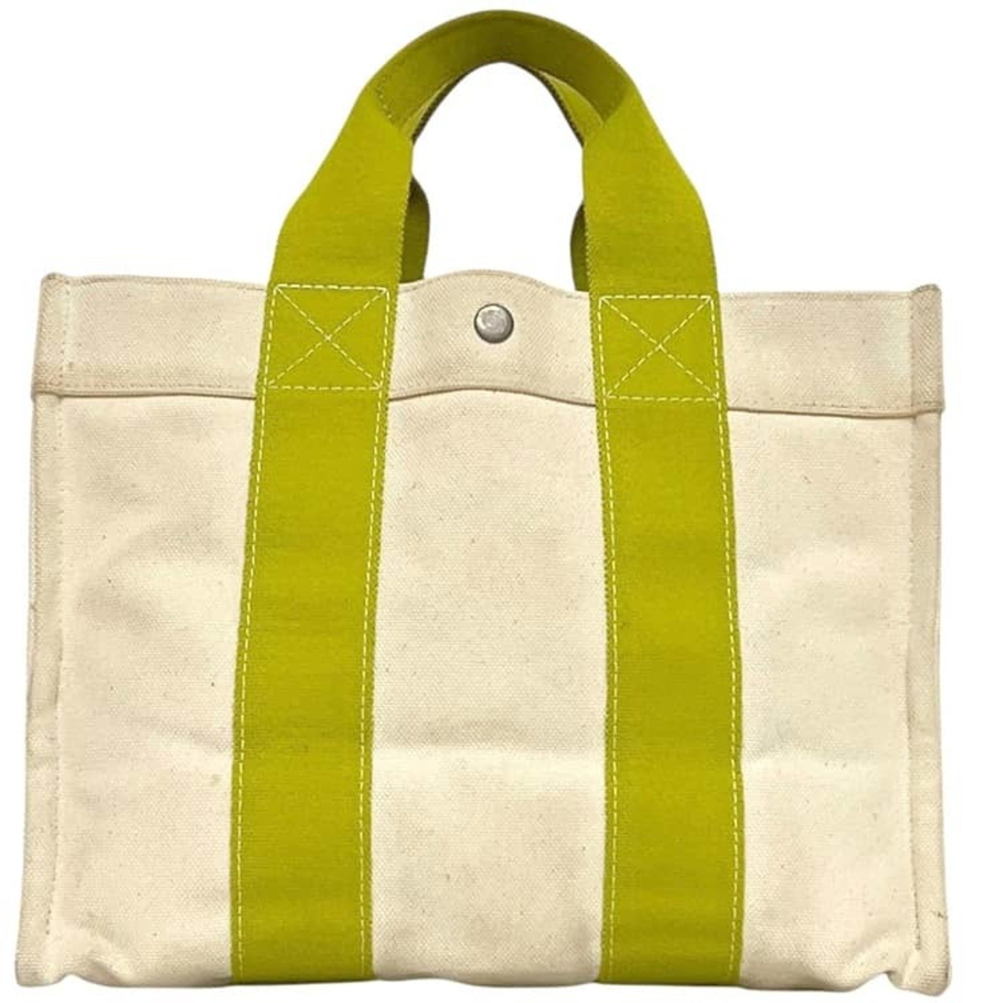 Hermes Bora Bora Green White Canvas Tote Bag (Pre-Owned)