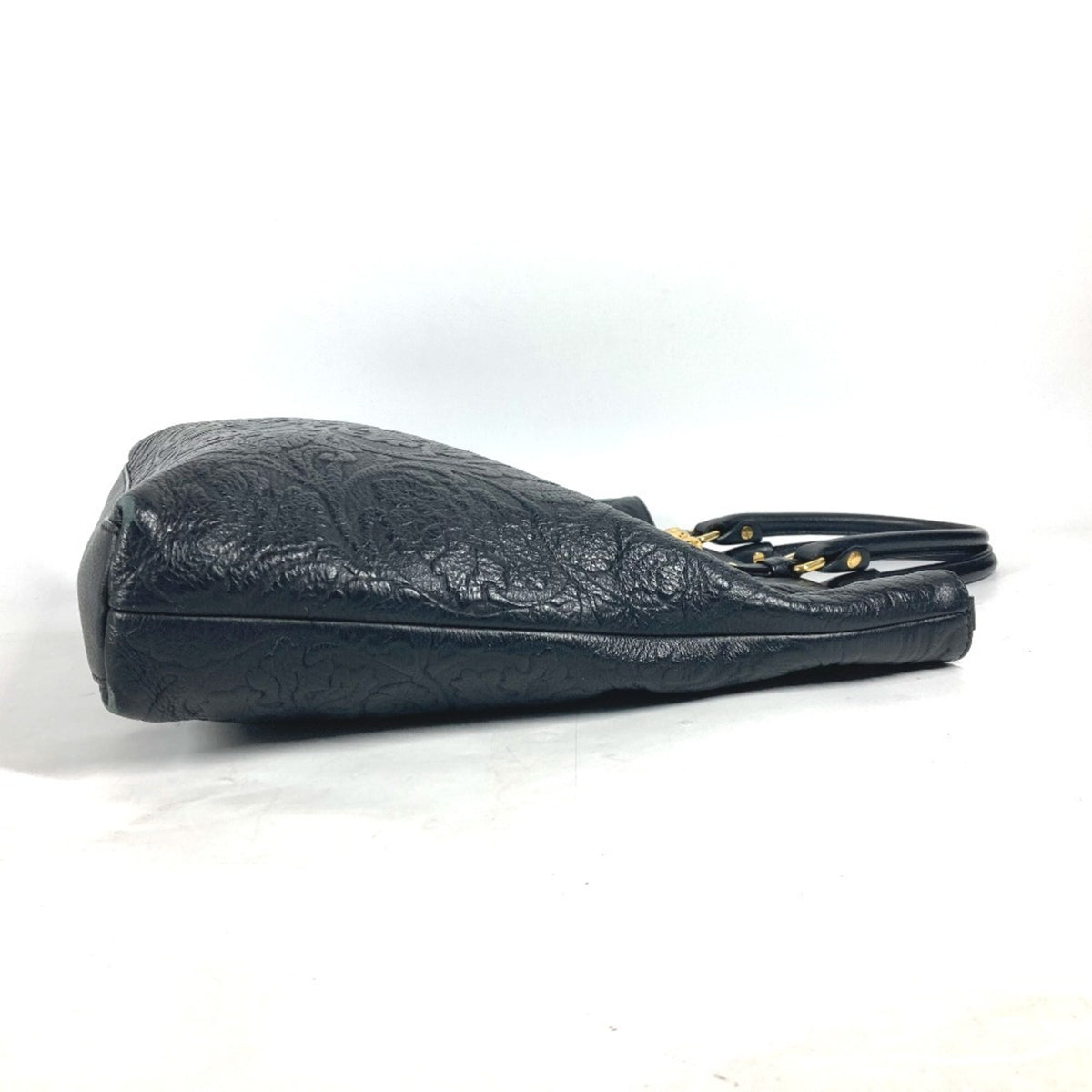 Versace Black Leather Handbag Shoulder Bag Tote Bag (Pre-Owned)