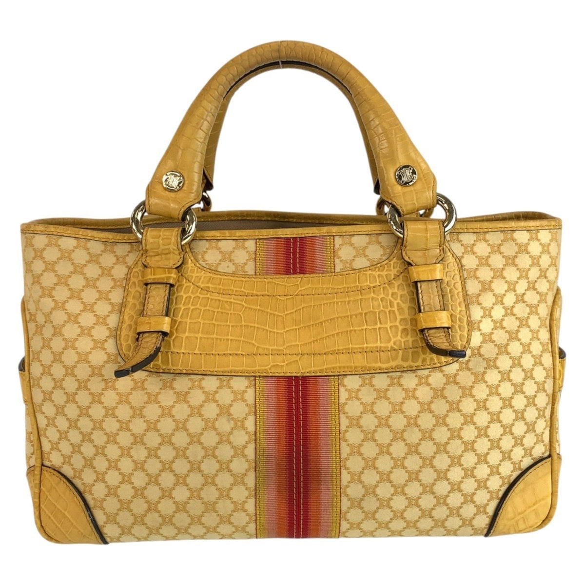 Celine Yellow Canvas Leather Handbag Tote Bag (Pre-Owned)