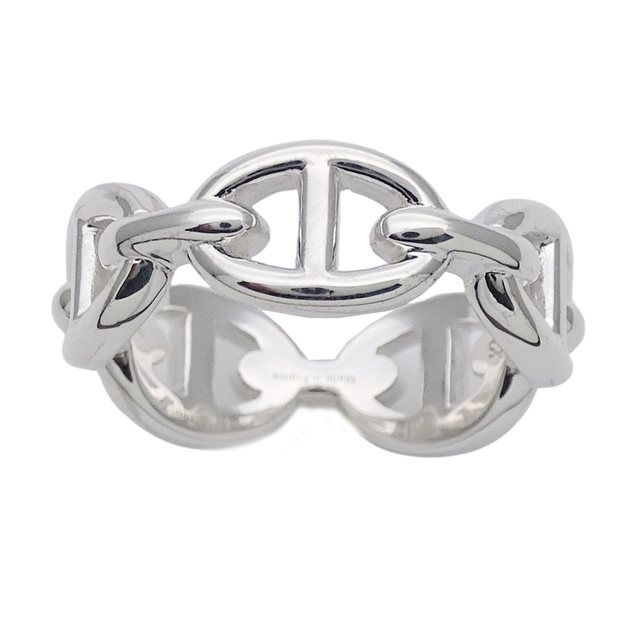 Hermes Silver Silver 925 Band Ring (Pre-Owned)