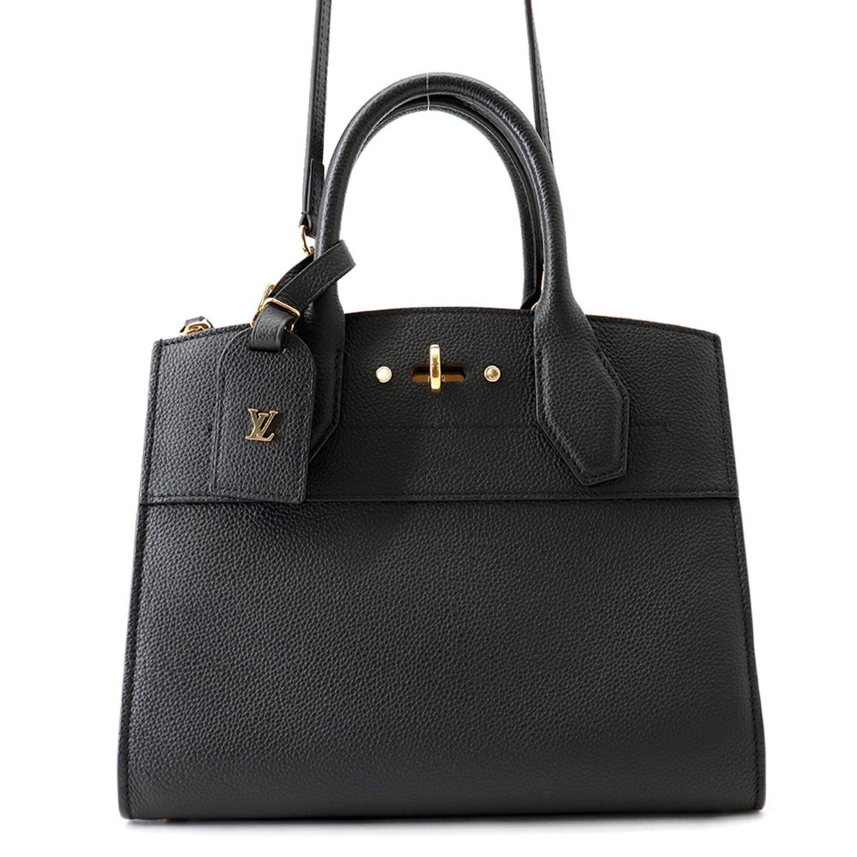Louis Vuitton Black Noir Leather Handbag Shoulder Bag (Pre-Owned)