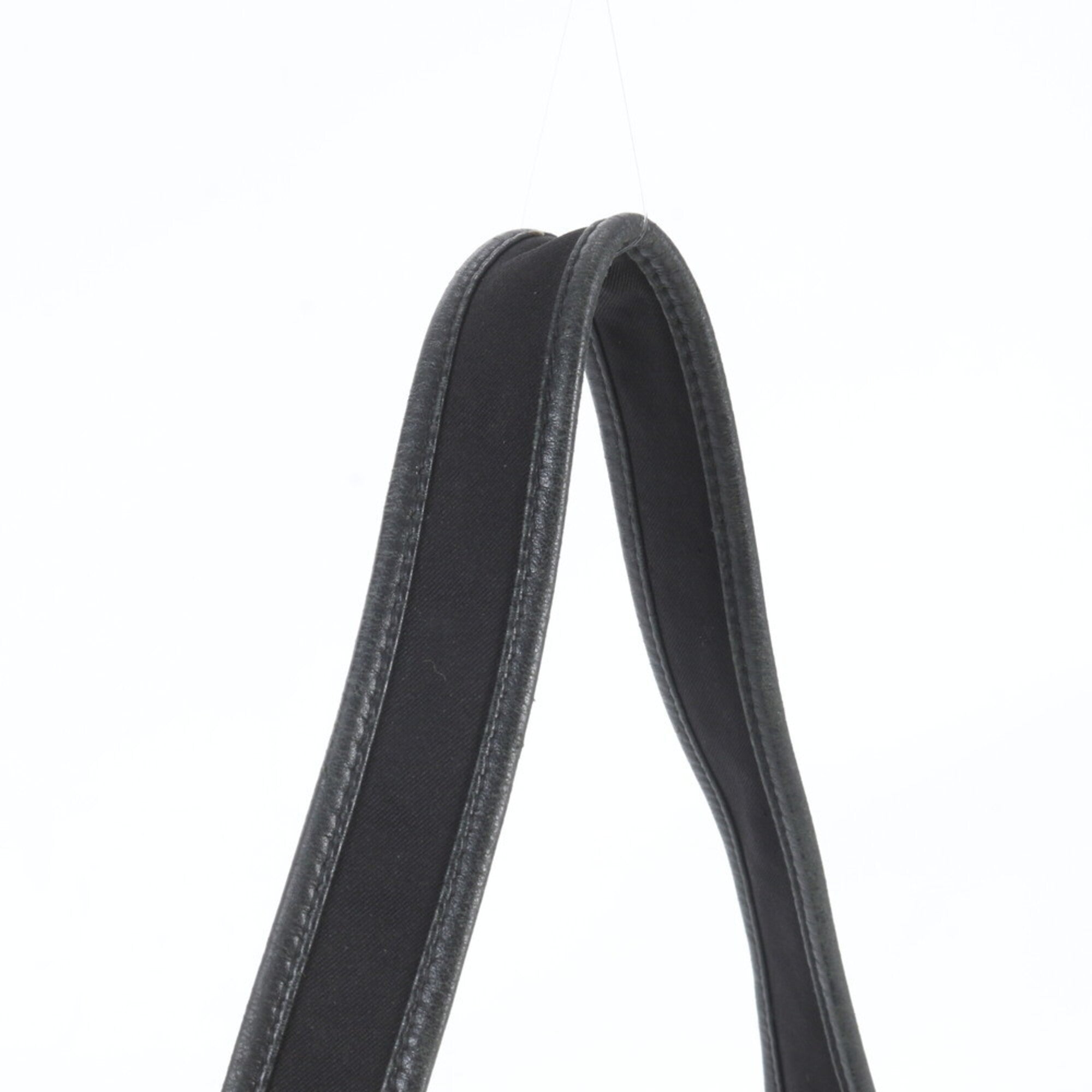 Salvatore Ferragamo Black Leather Canvas Handbag Shoulder Bag Tote Bag (Pre-Owned)
