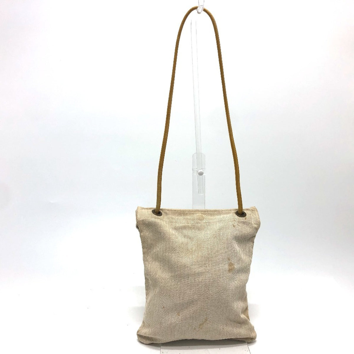 Hermes Beige Brown Toile Chevron Shoulder Bag (Pre-Owned)