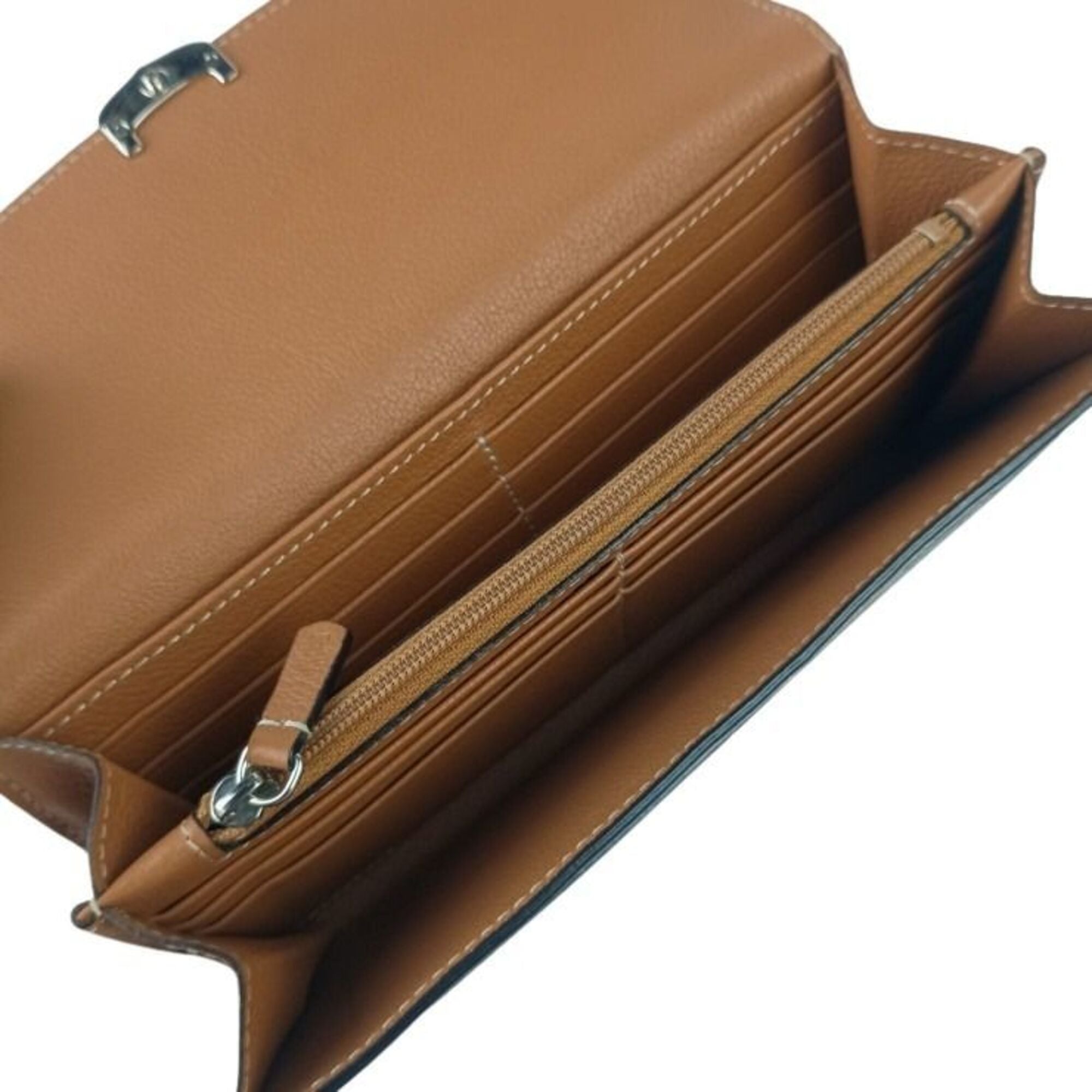 Cartier C De Cartier Brown Leather Long Wallet (Bi-Fold) (Pre-Owned)