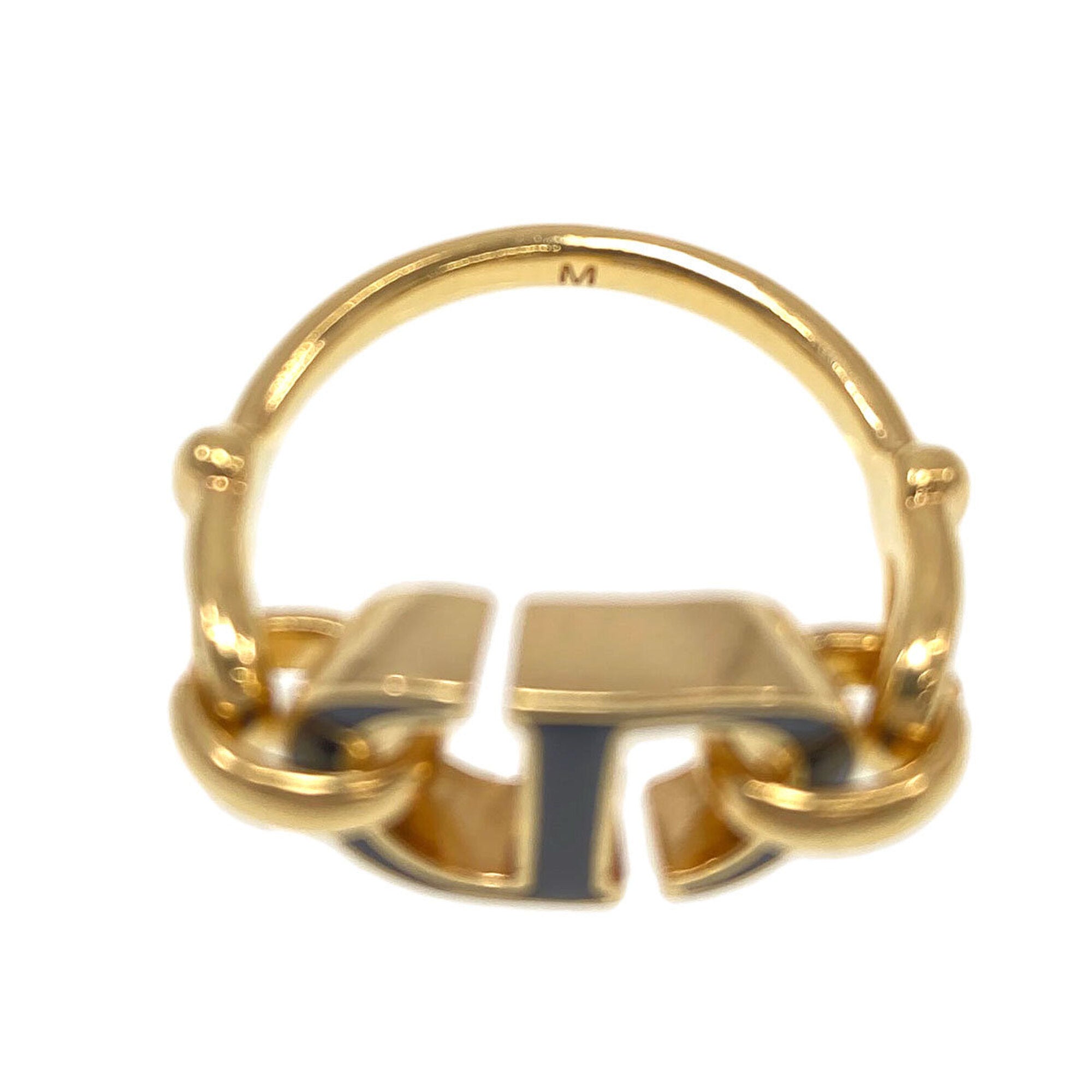 Christian Dior Gold Black Gold Plating Band Ring (Pre-Owned)