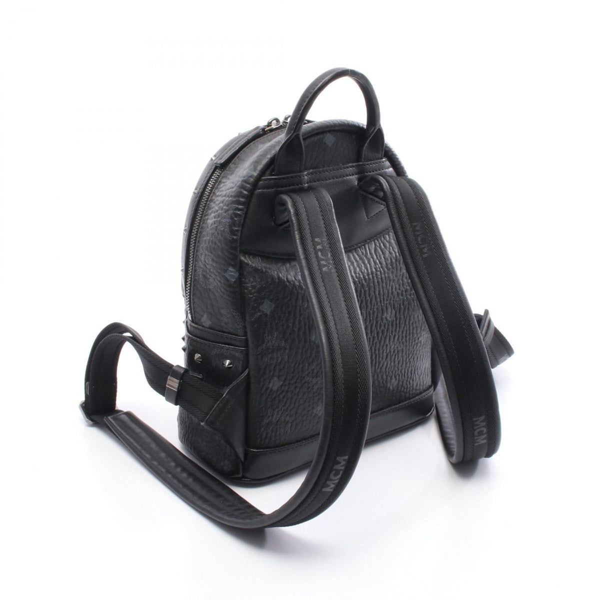 Mcm Black Coated Canvas Leather Backpack Handbag (Pre-Owned)