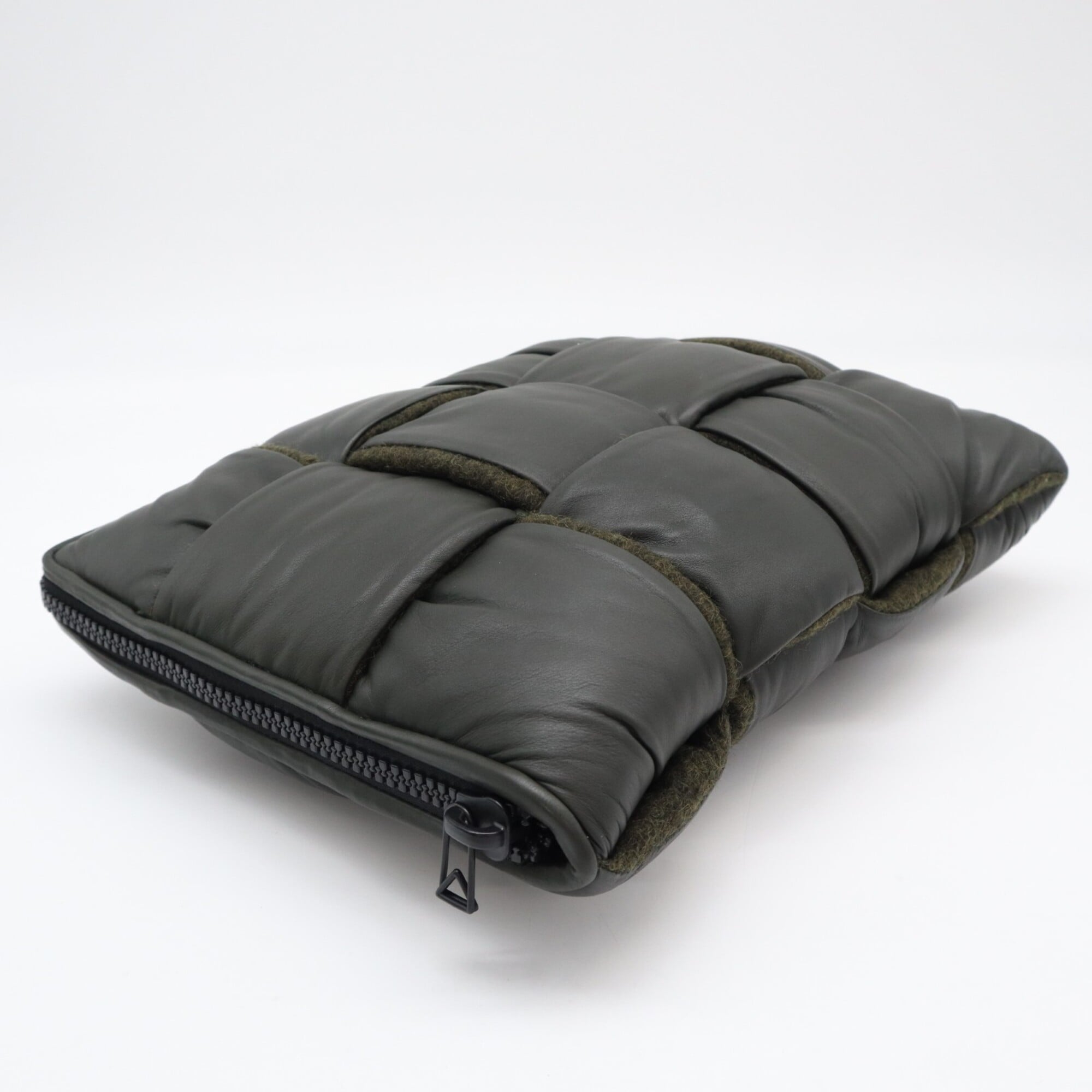 Bottega Veneta Khaki Leather Clutch Bag Document Case (Pre-Owned)