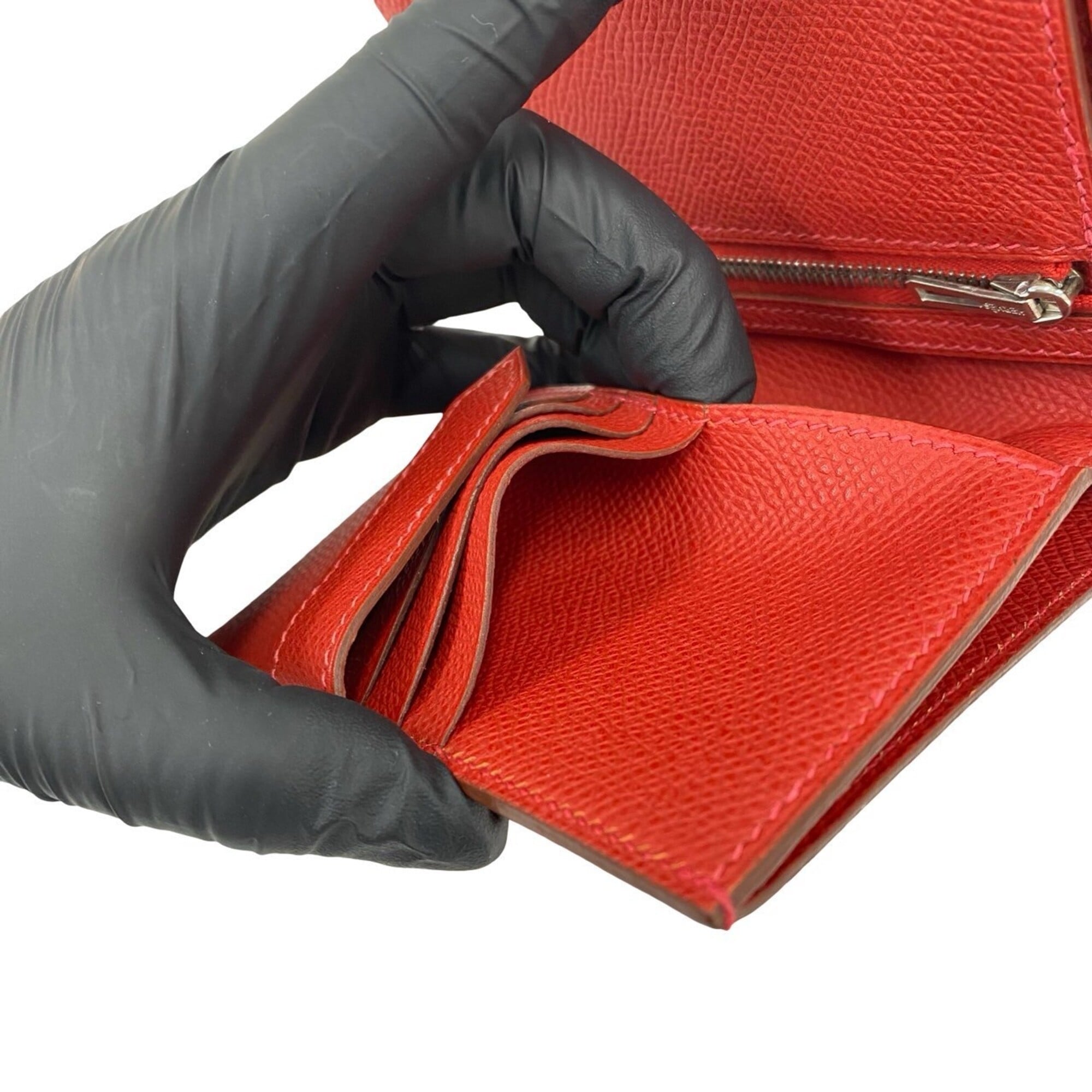 Hermes Red Color Epsom Leather Wallet (Bi-Fold) (Pre-Owned)