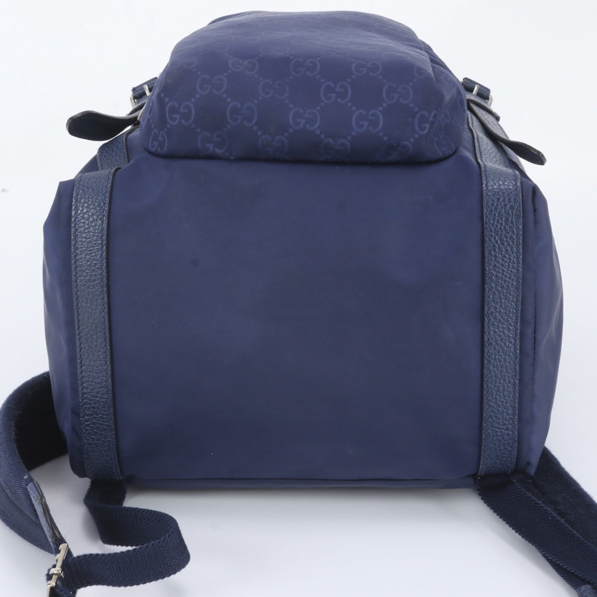 Gucci Blue Leather Nylon Backpack Shoulder Bag (Pre-Owned)