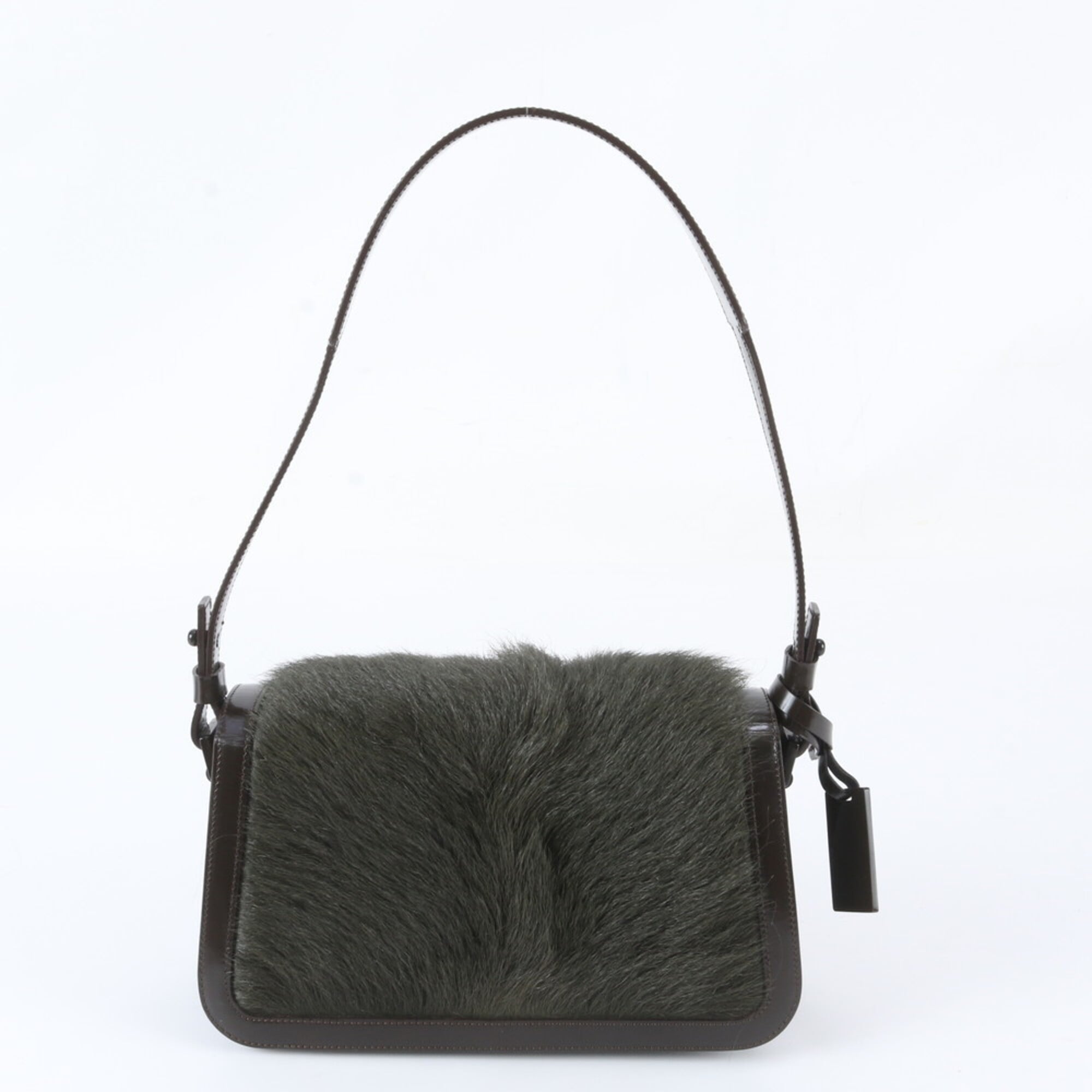 Celine Brown Dark Green Leather Handbag Pouch Shoulder Bag Tote Bag (Pre-Owned)
