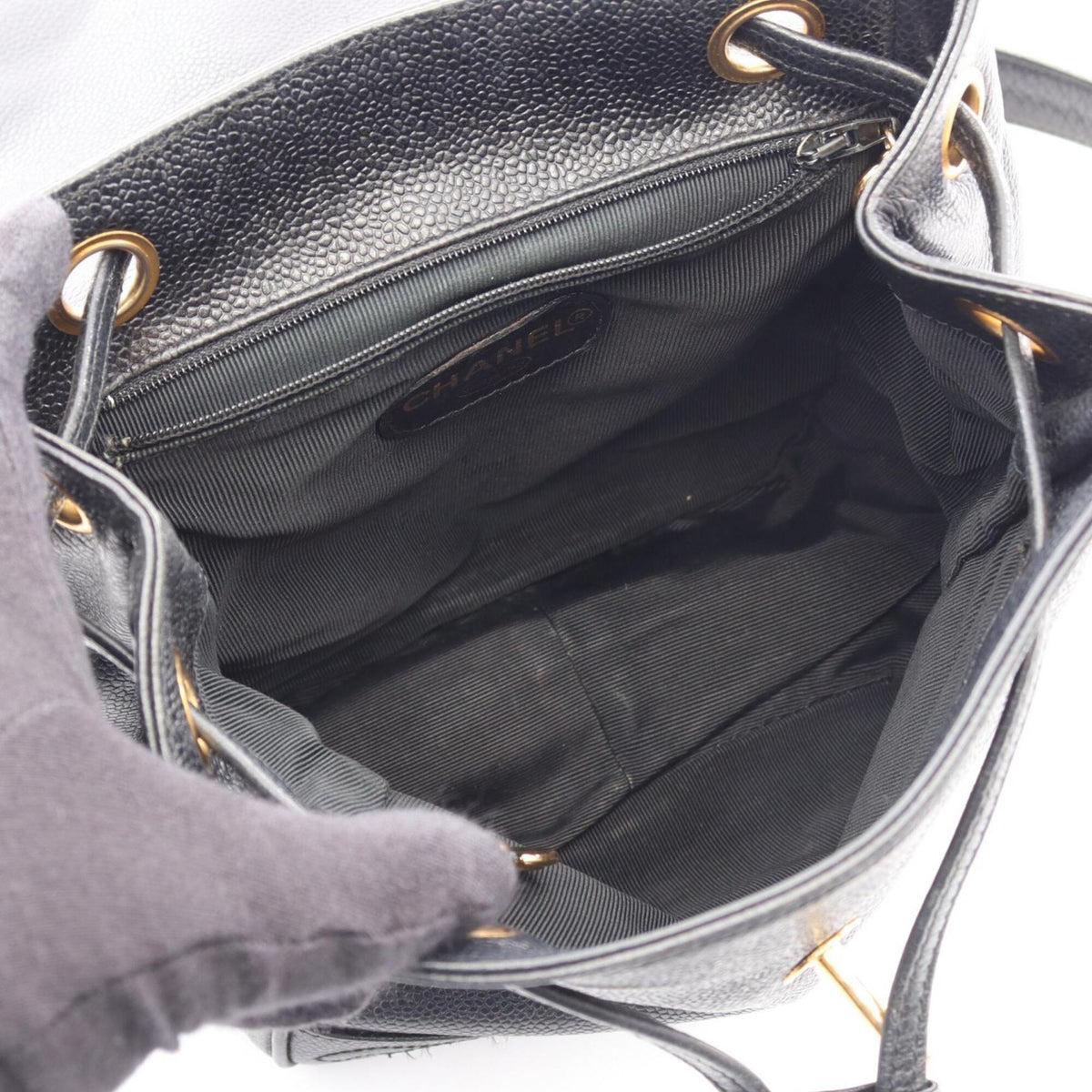 Chanel Black Grained Calfskin Backpack (Pre-Owned)