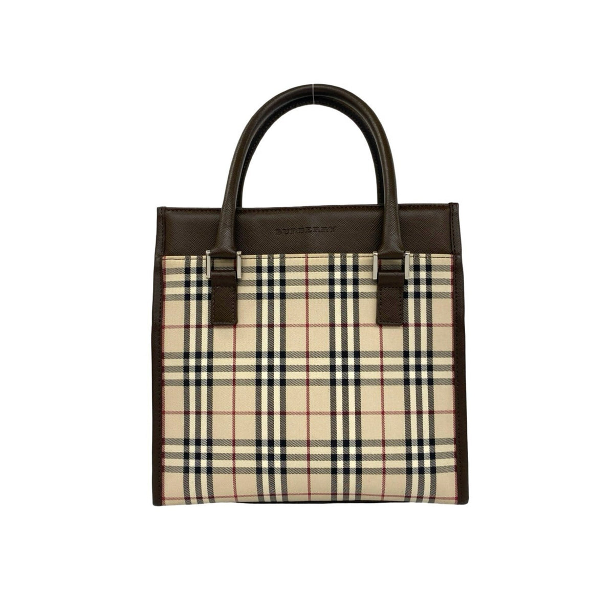 Burberry Beige Brown Canvas Leather Handbag Tote Bag (Pre-Owned)