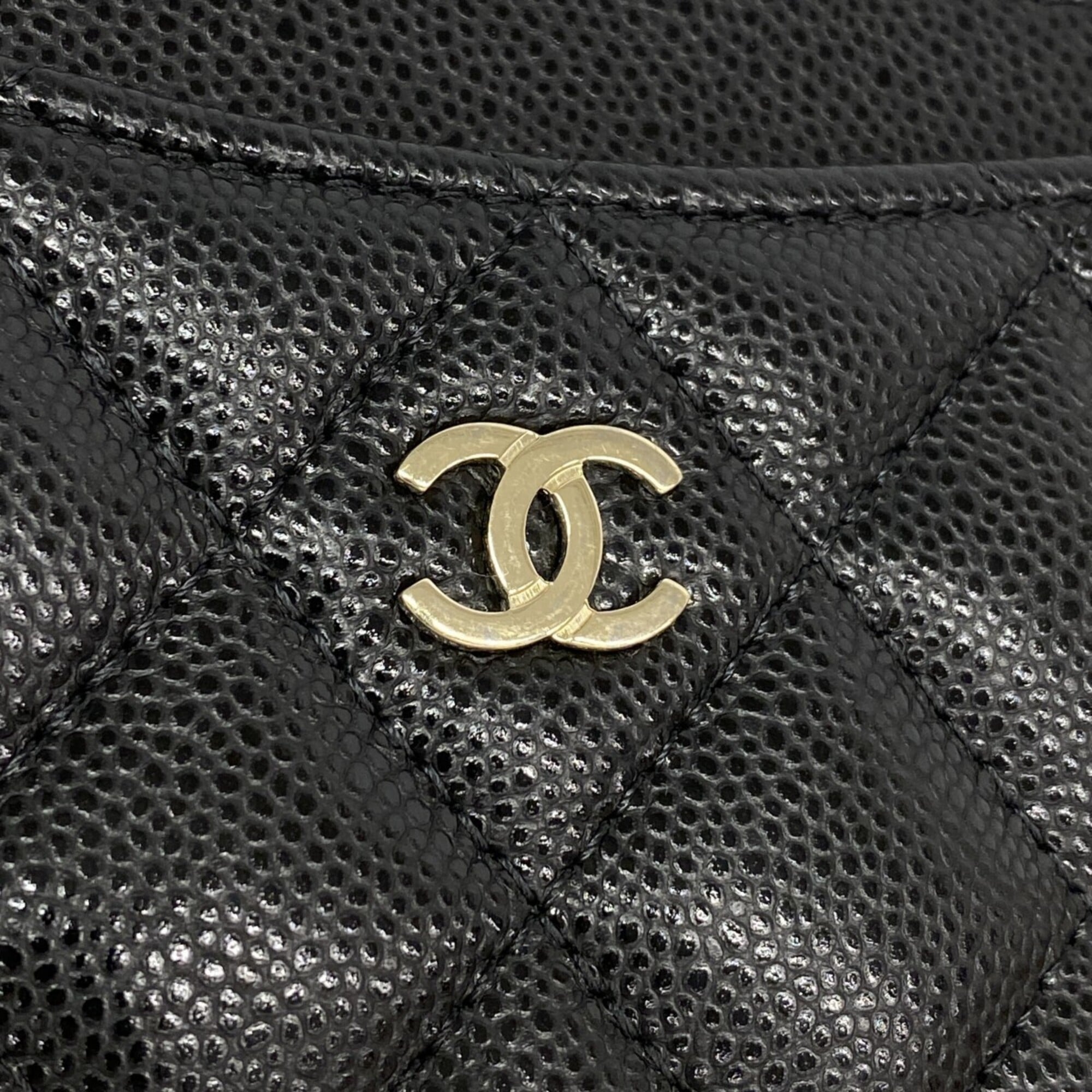 Chanel Black Grained Calfskin Coin Purse/Coin Case (Pre-Owned)