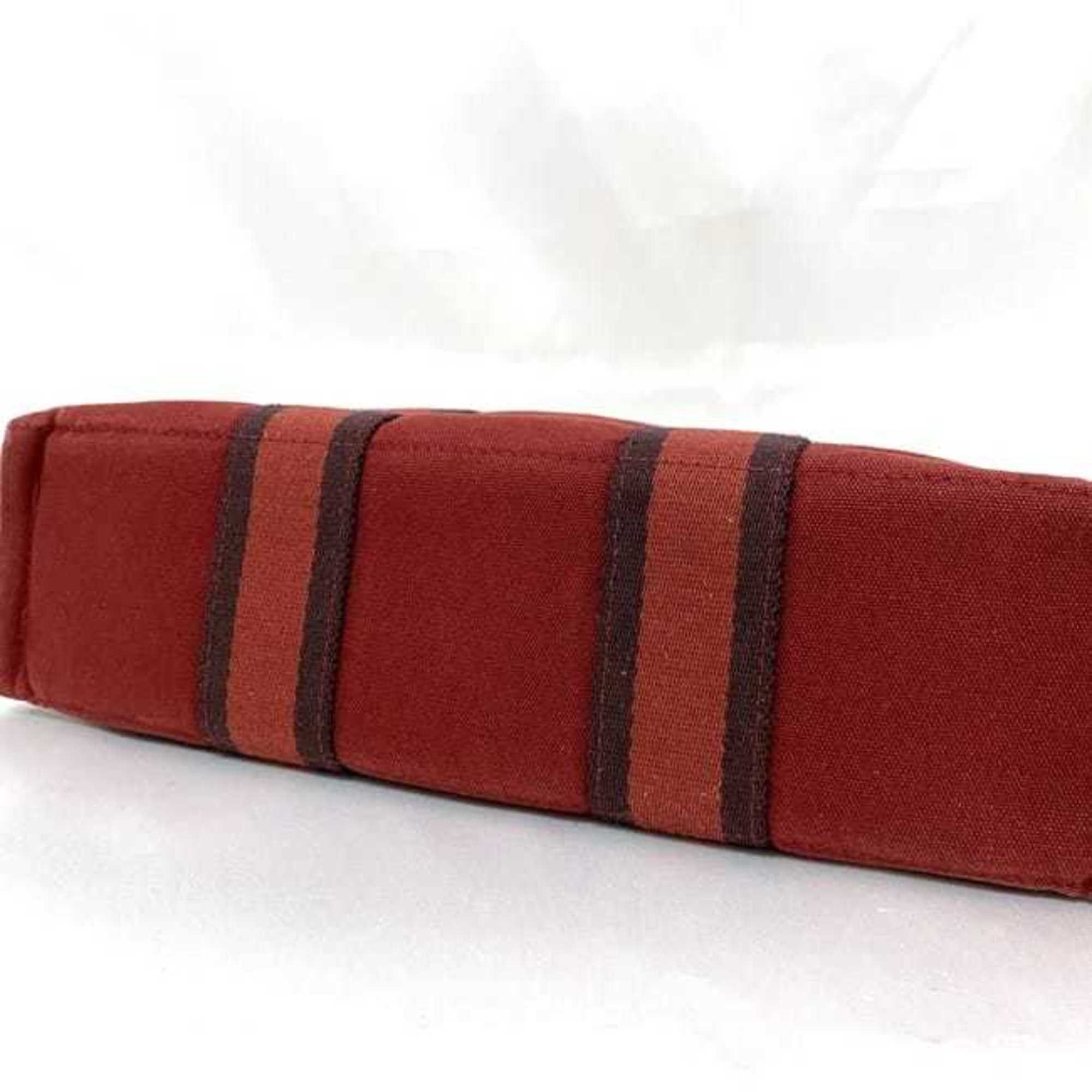 Hermes Red Color Canvas Handbag (Pre-Owned)