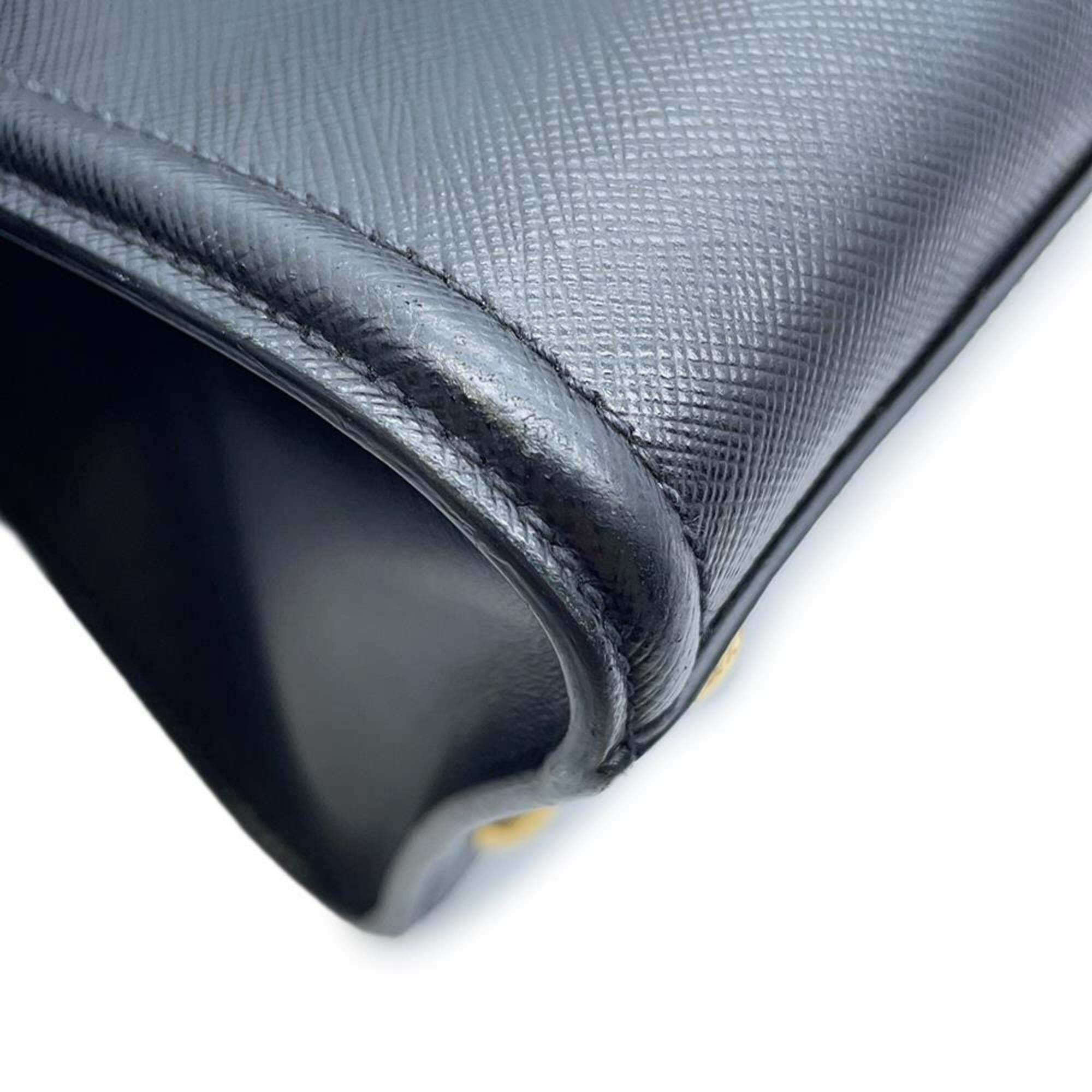 Prada Black Leather Shoulder Bag Tote Bag (Pre-Owned)