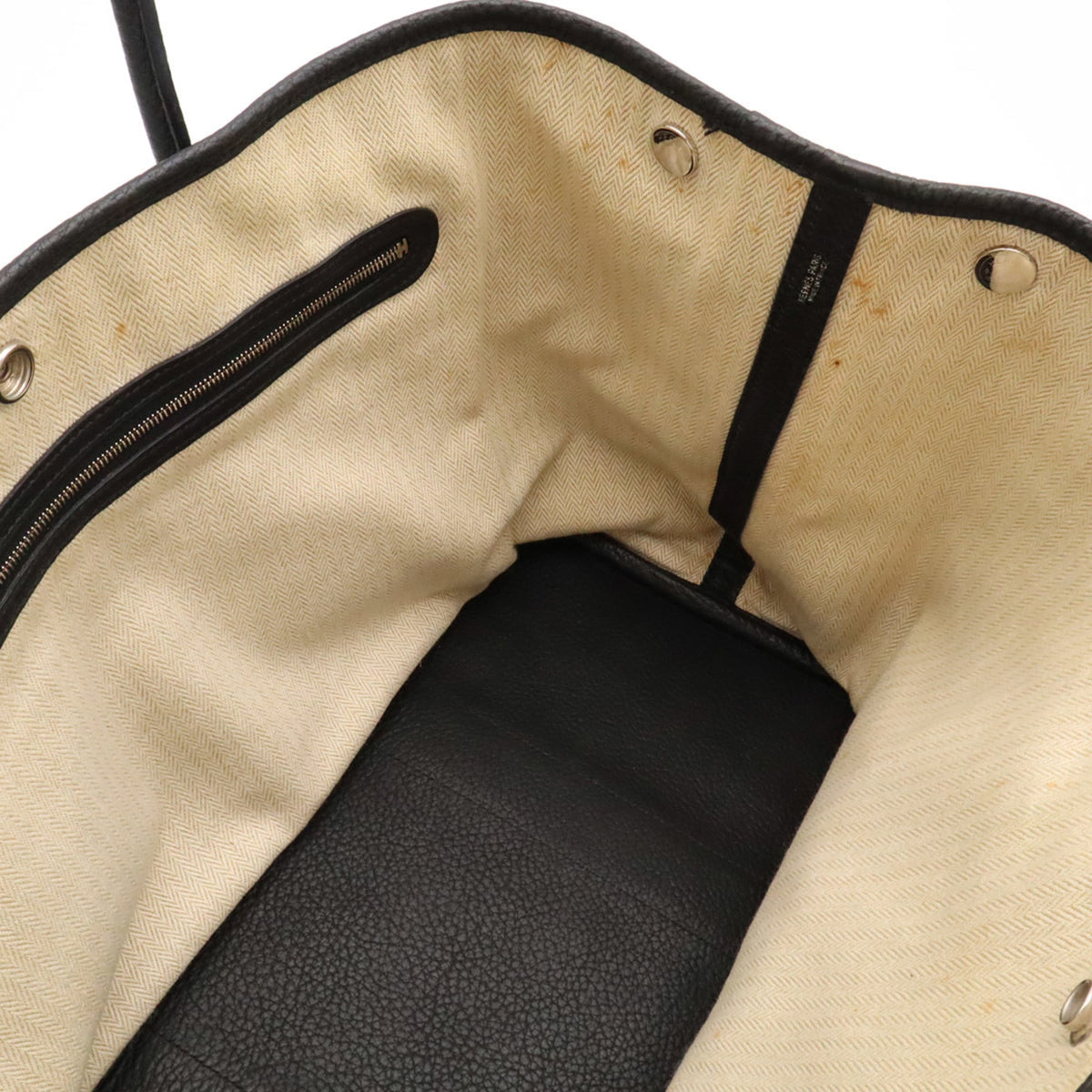 Hermes Black Leather Handbag Tote Bag (Pre-Owned)