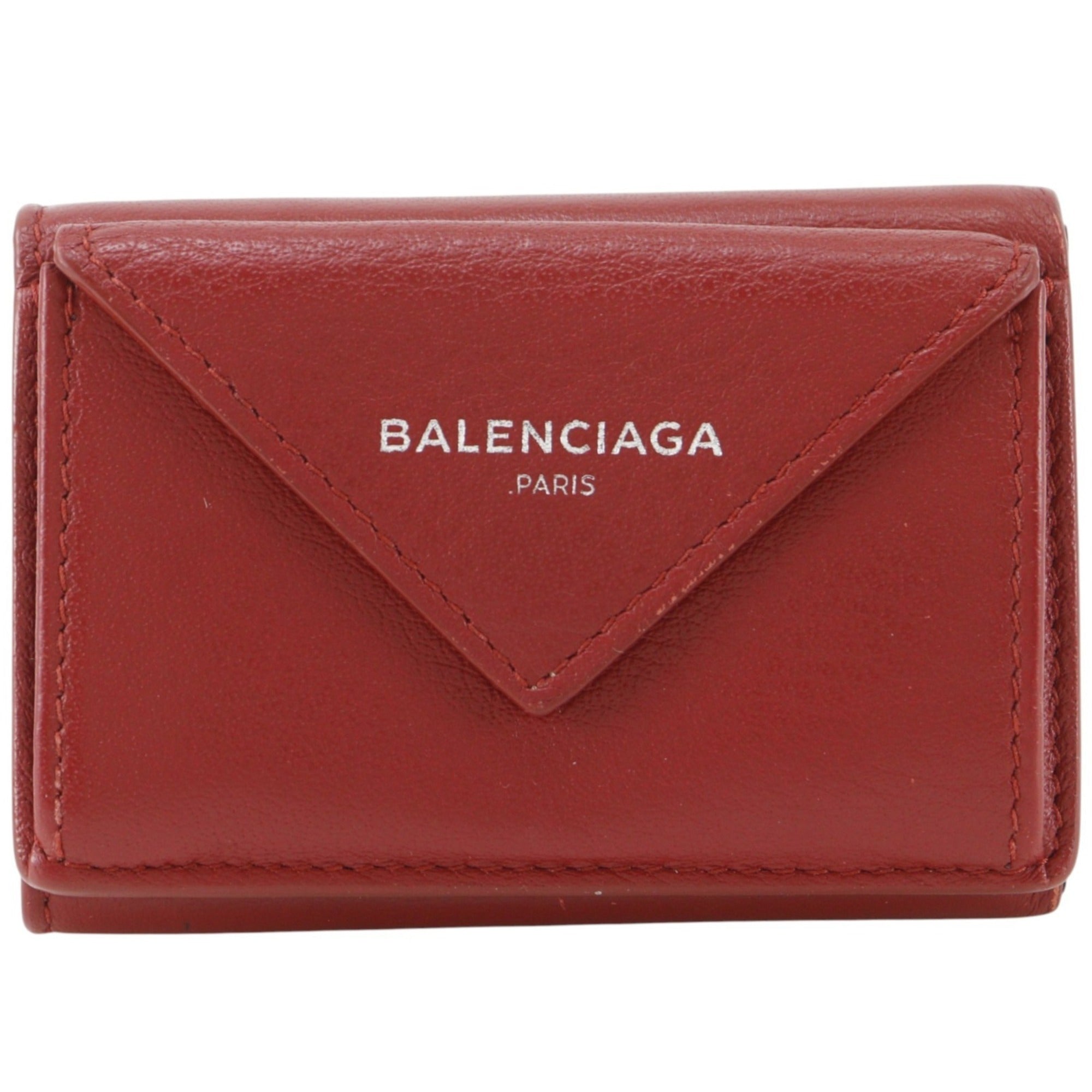 Balenciaga Red Color Leather Wallet (Tri-Fold) (Pre-Owned)