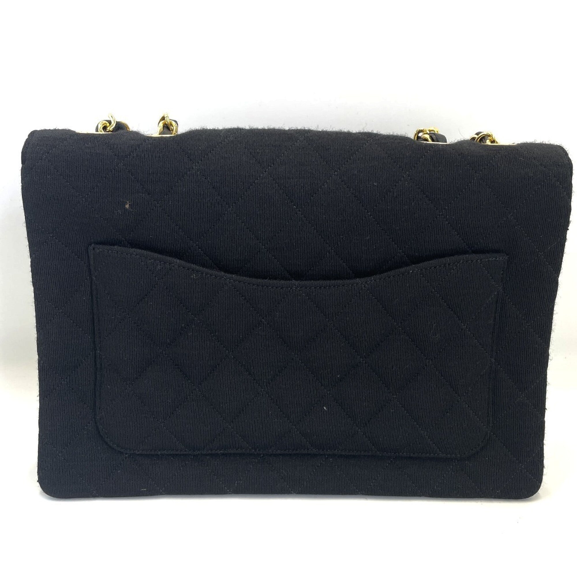 Chanel Matelasse Black Cotton Leather Shoulder Bag (Pre-Owned)