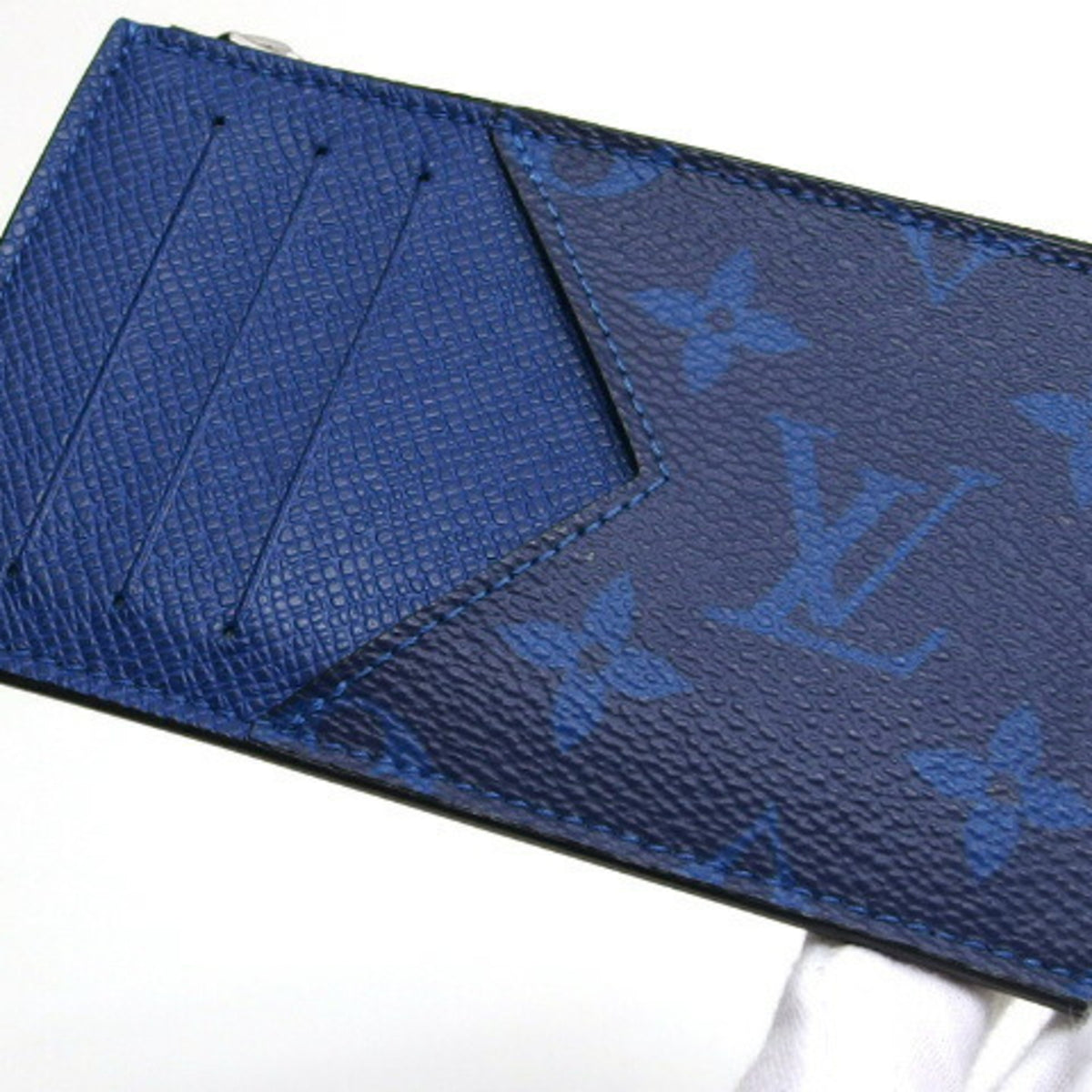 Louis Vuitton Blue Cobalt Monogram Canvas Taiga Leather Leather Coin Purse/Coin Case (Pre-Owned)