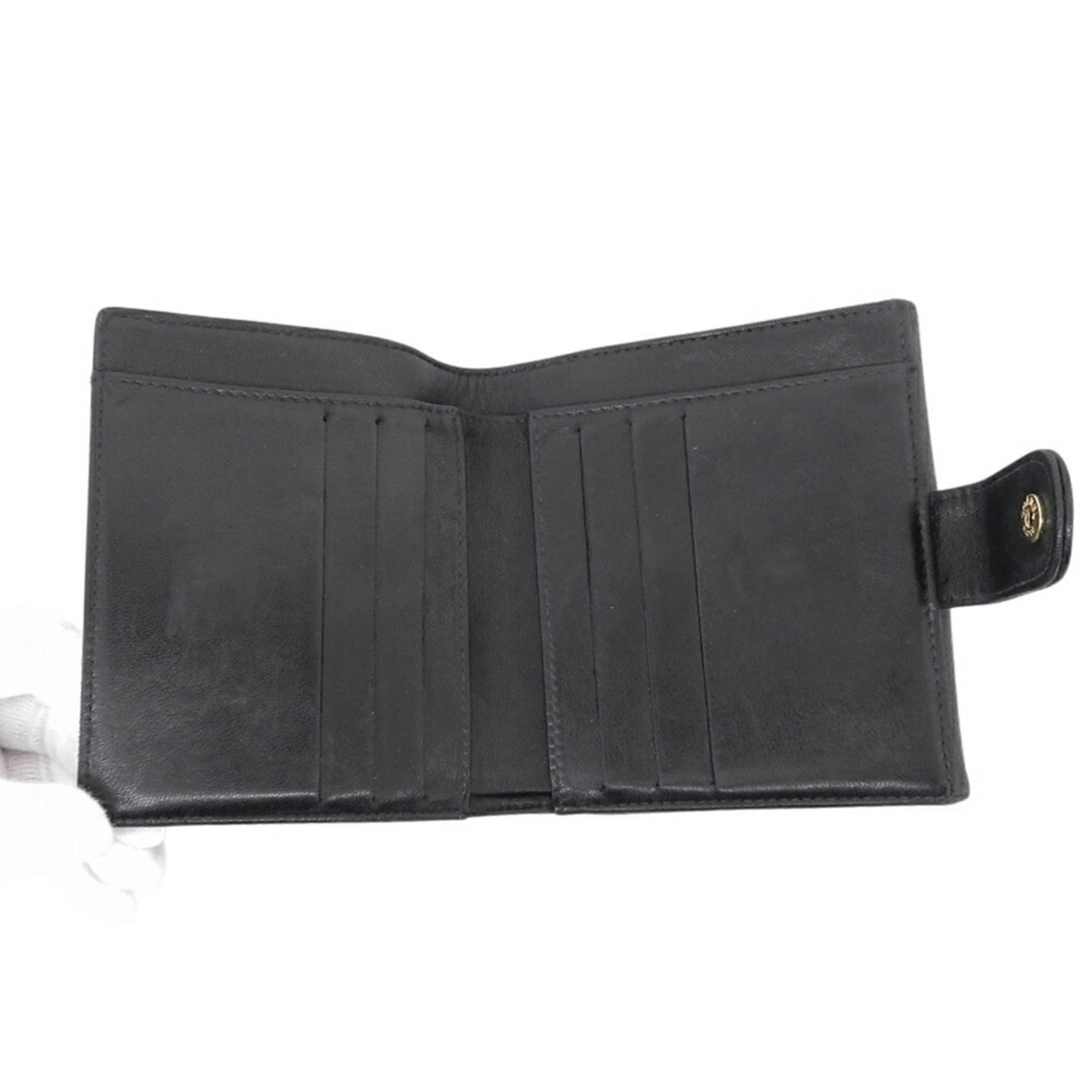 Chanel Black Grained Calfskin Wallet (Bi-Fold) (Pre-Owned)