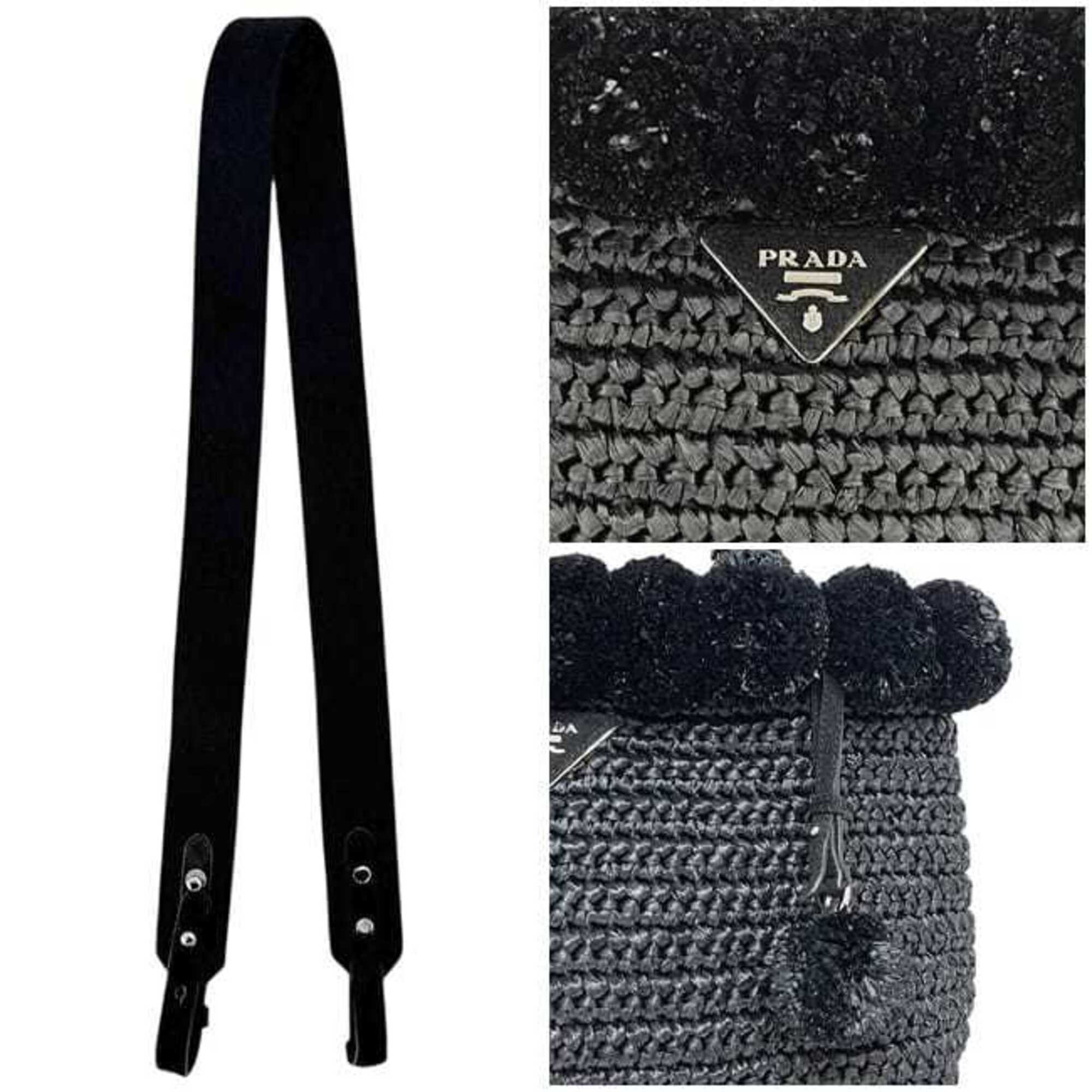 Prada Black Nero Raffia Handbag Shoulder Bag (Pre-Owned)