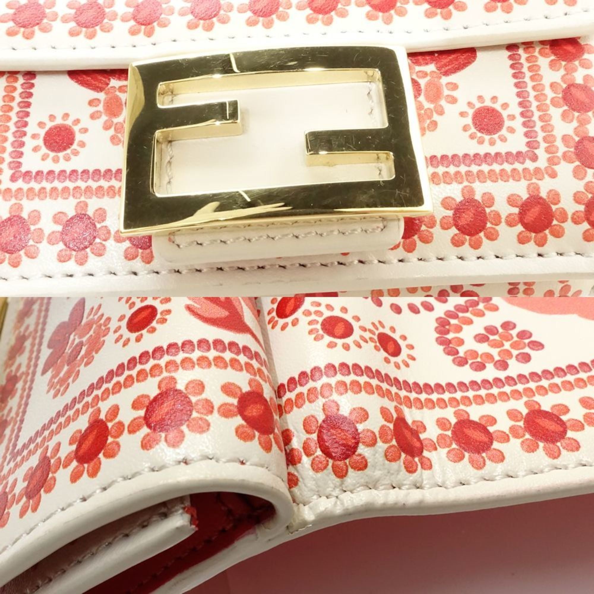 Fendi Ivory Red Color Leather Wallet (Tri-Fold) (Pre-Owned)