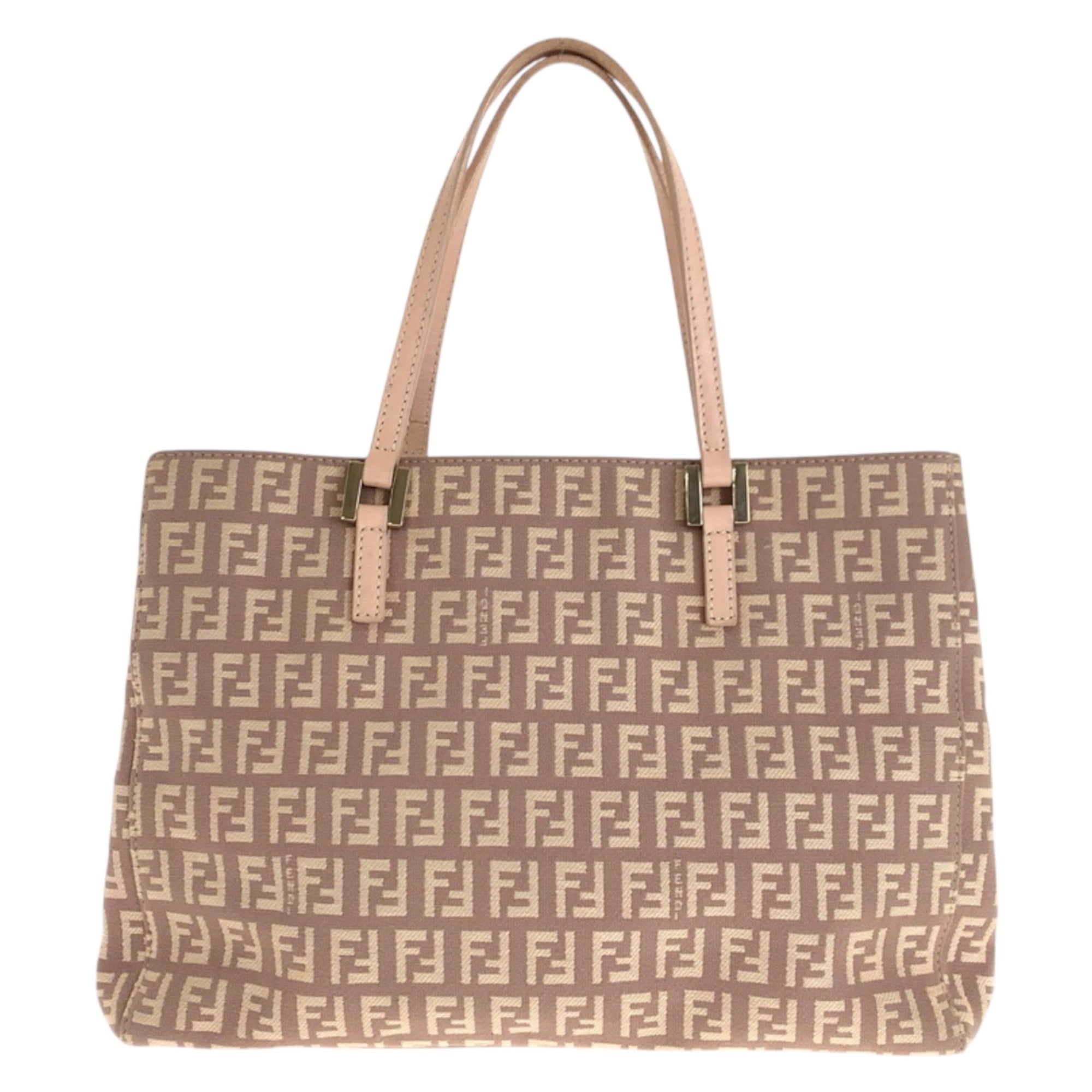 Fendi Salmon Pink Canvas Leather Handbag Tote Bag (Pre-Owned)