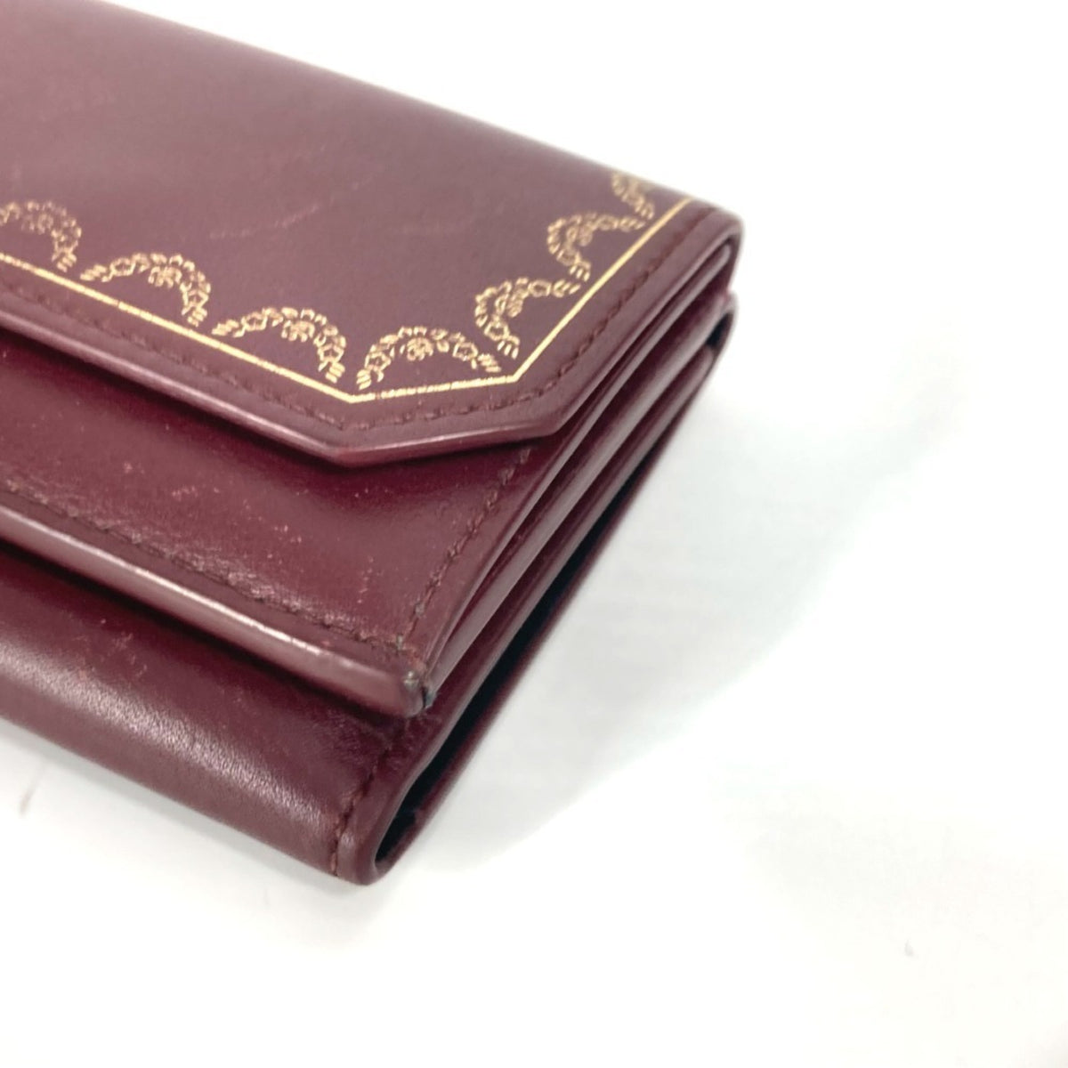 Cartier Wine Red Leather Wallet (Tri-Fold) (Pre-Owned)