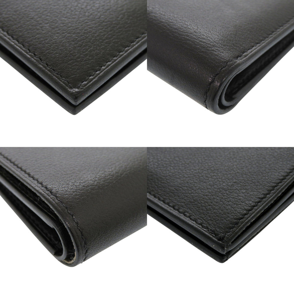 Hermes Black Evergrain Leather Wallet (Bi-Fold) (Pre-Owned)