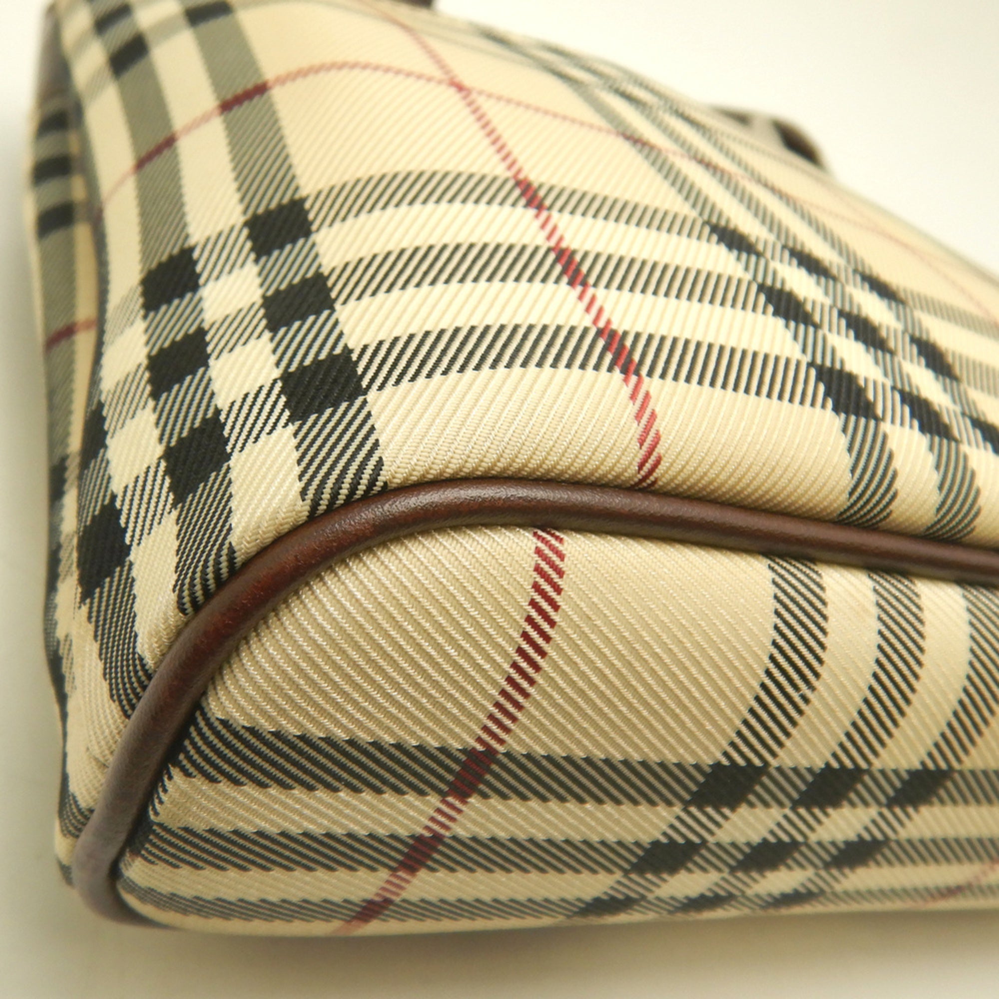 Burberry Beige Brown Canvas Leather Handbag (Pre-Owned)