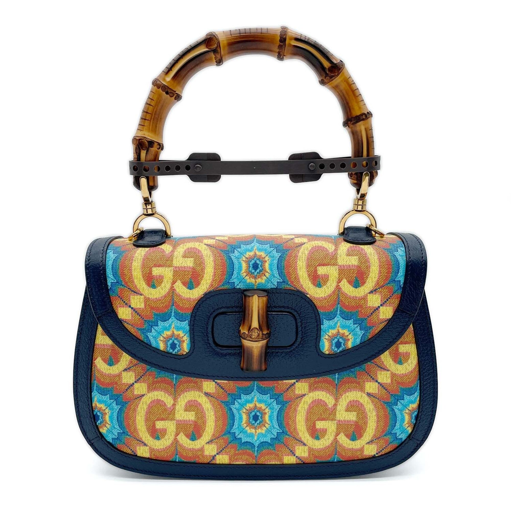 Gucci Blue Pvc Leather Handbag (Pre-Owned)