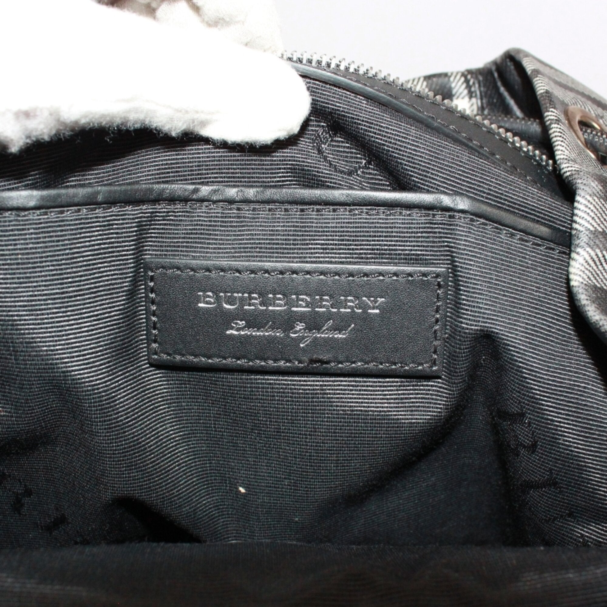 Burberry Black Green Cotton Canvas Backpack (Pre-Owned)