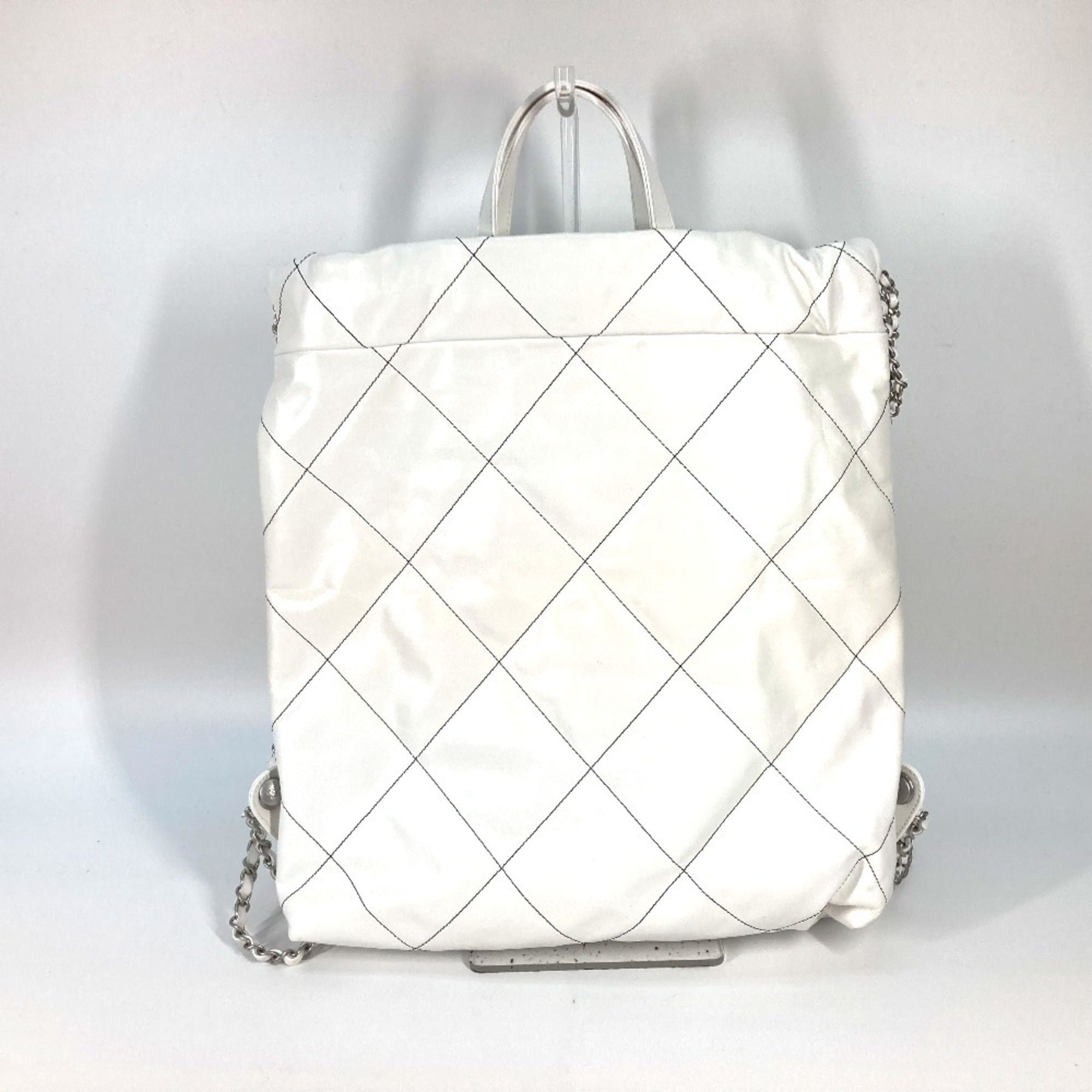 Chanel Black White Leather Backpack (Pre-Owned)