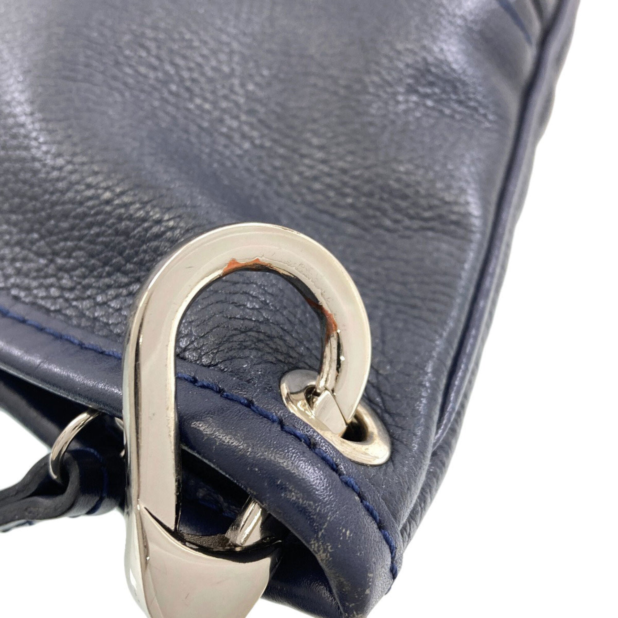 Longchamp Navy Leather Shoulder Bag (Pre-Owned)