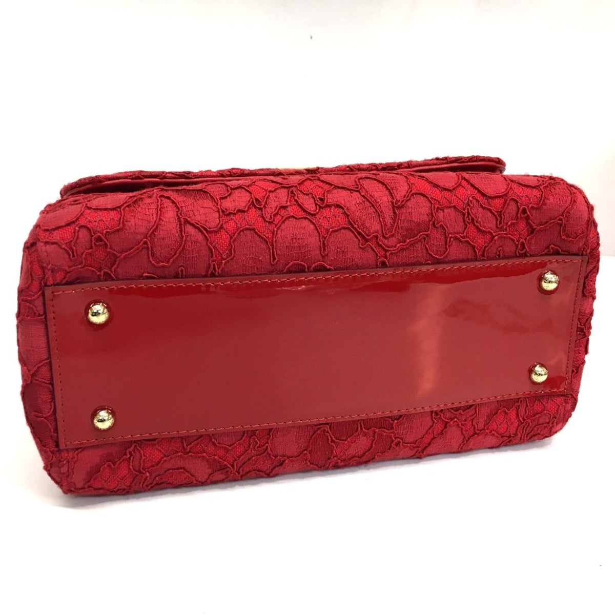 Dolce & Gabbana Red Color Cotton Patent Leather Handbag Shoulder Bag (Pre-Owned)