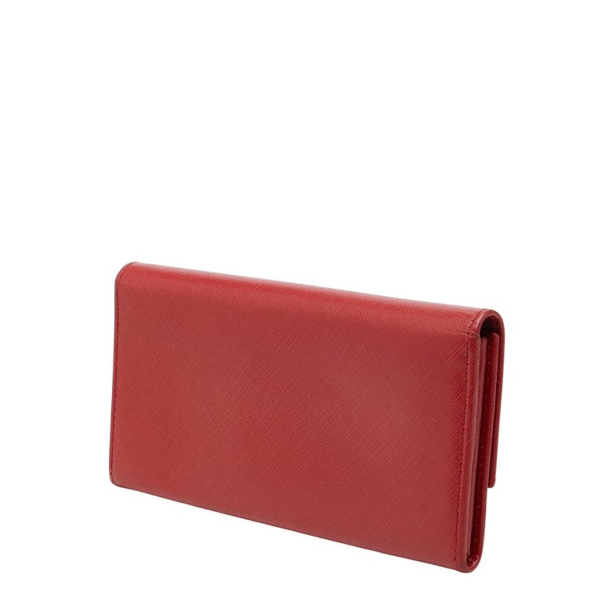 Salvatore Ferragamo Gancini Red Color Leather Long Wallet (Bi-Fold) (Pre-Owned)