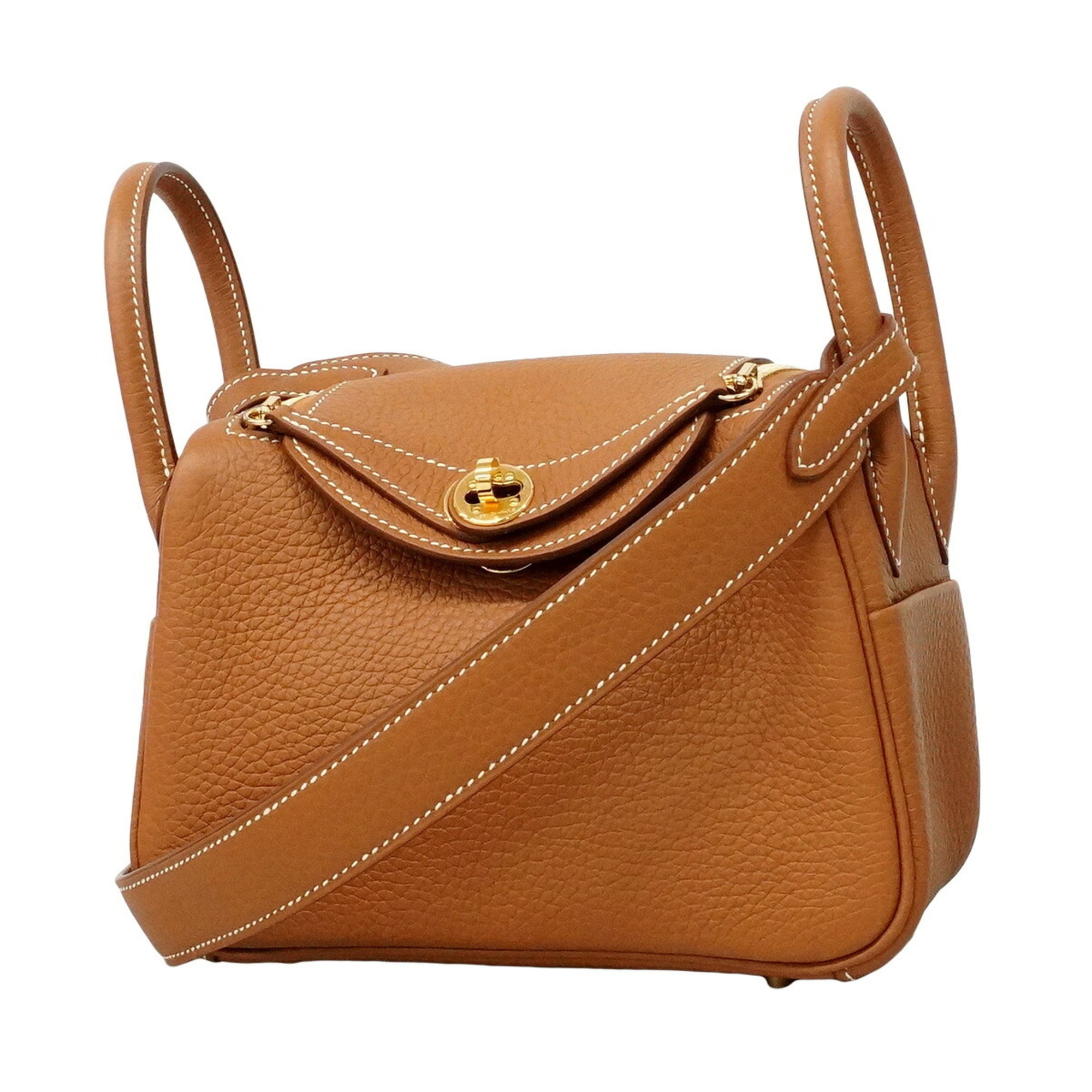 Hermes Gold Taurillon Clemence Leather Handbag (Pre-Owned)