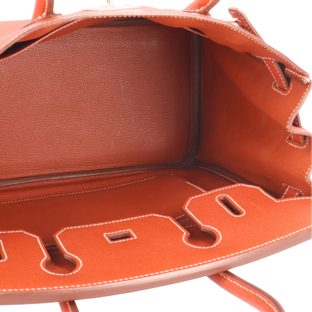 Hermes Orange Sanguine White Epsom Leather Handbag (Pre-Owned)