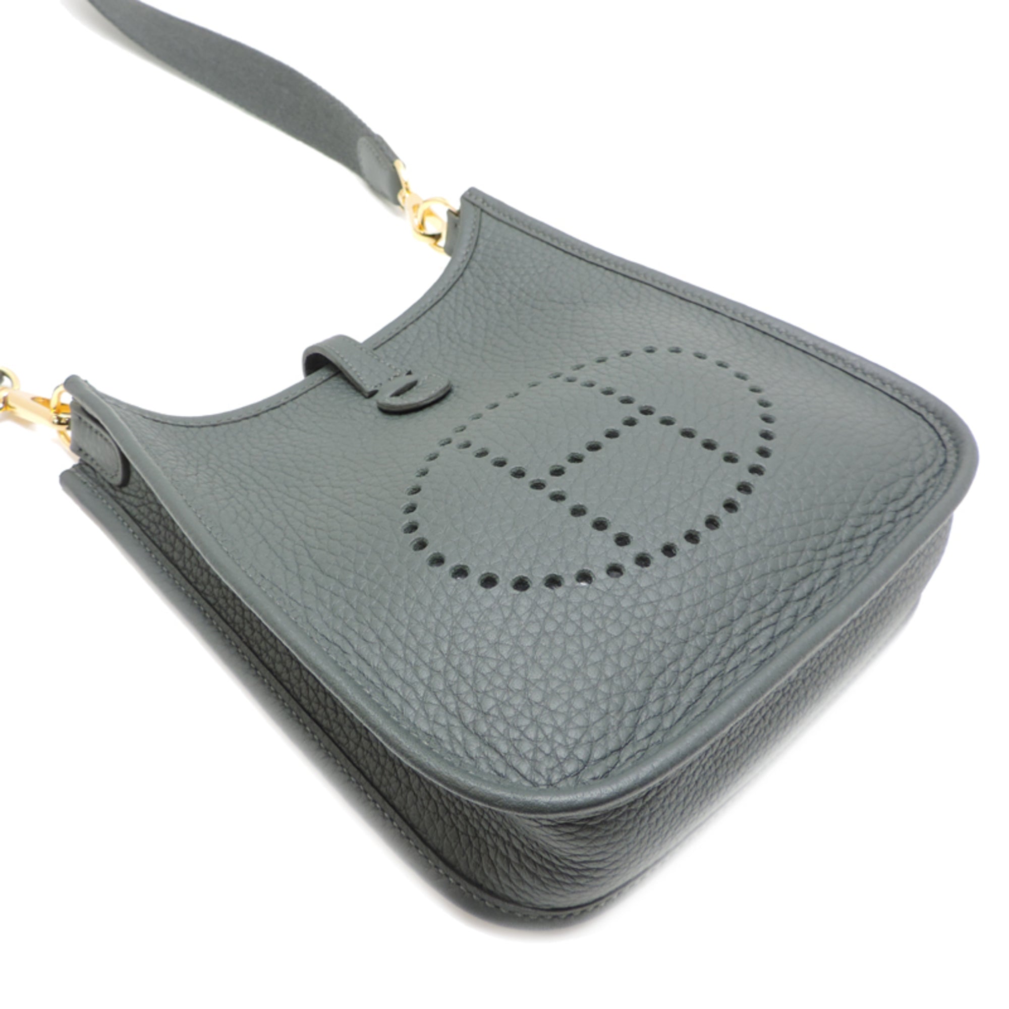 Hermes Mini Gray Taurillon Clemence Leather Shoulder Bag (Pre-Owned)