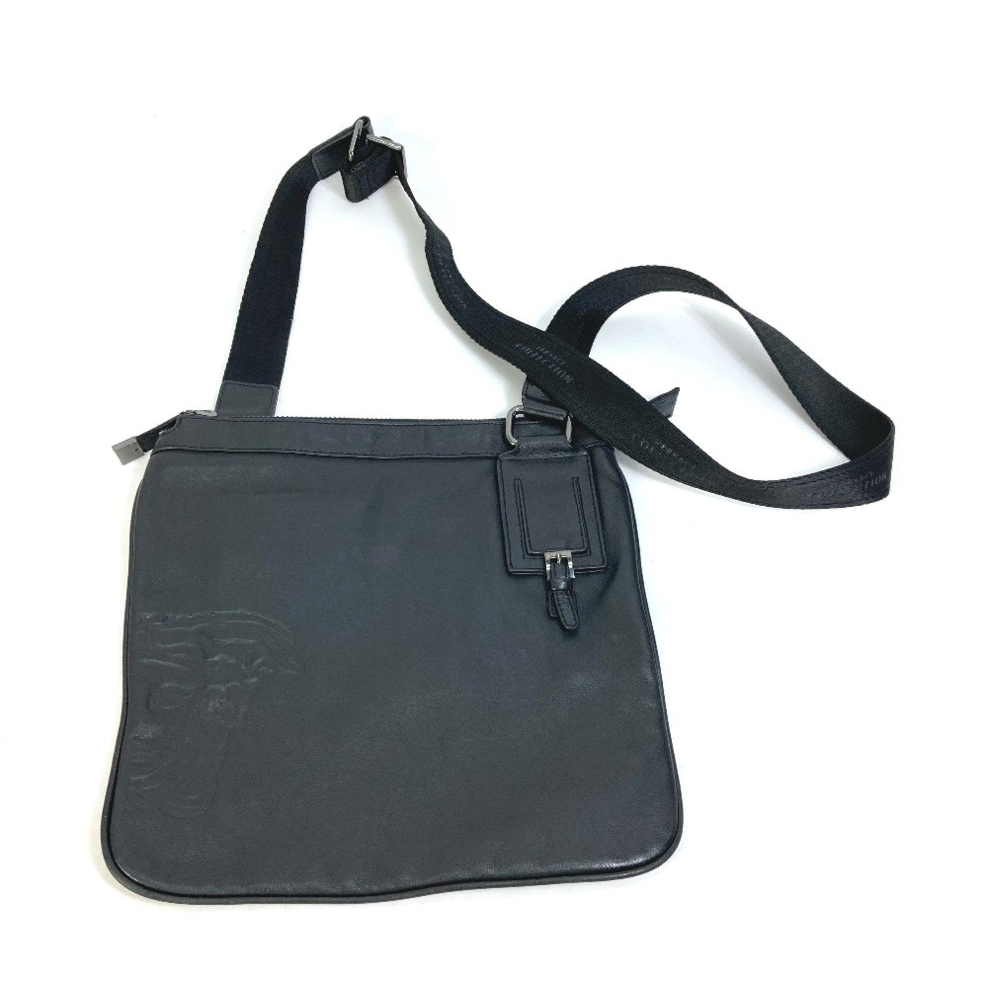 Versace Black Leather Shoulder Bag (Pre-Owned)