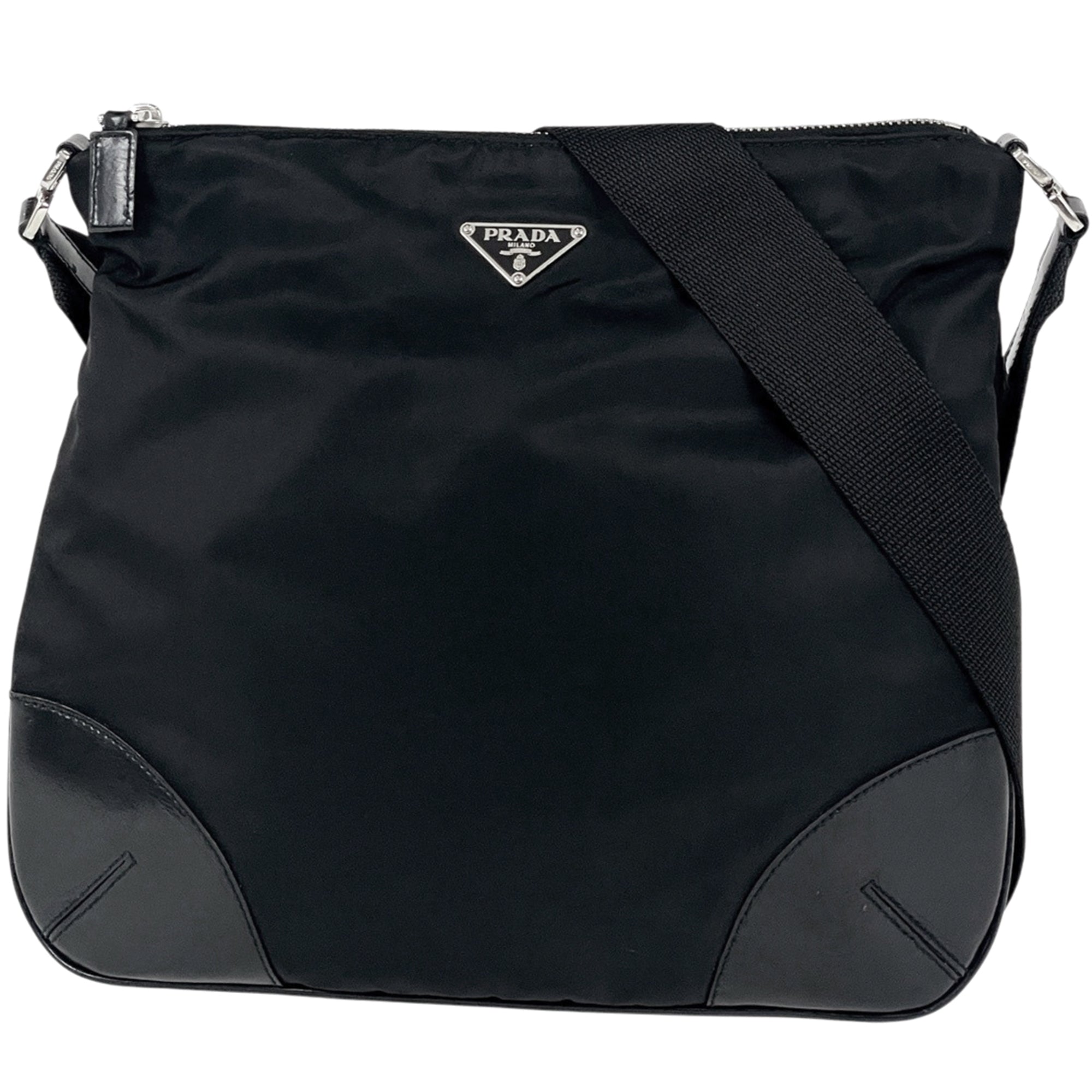 Prada Black Nero Nylon Leather Shoulder Bag (Pre-Owned)