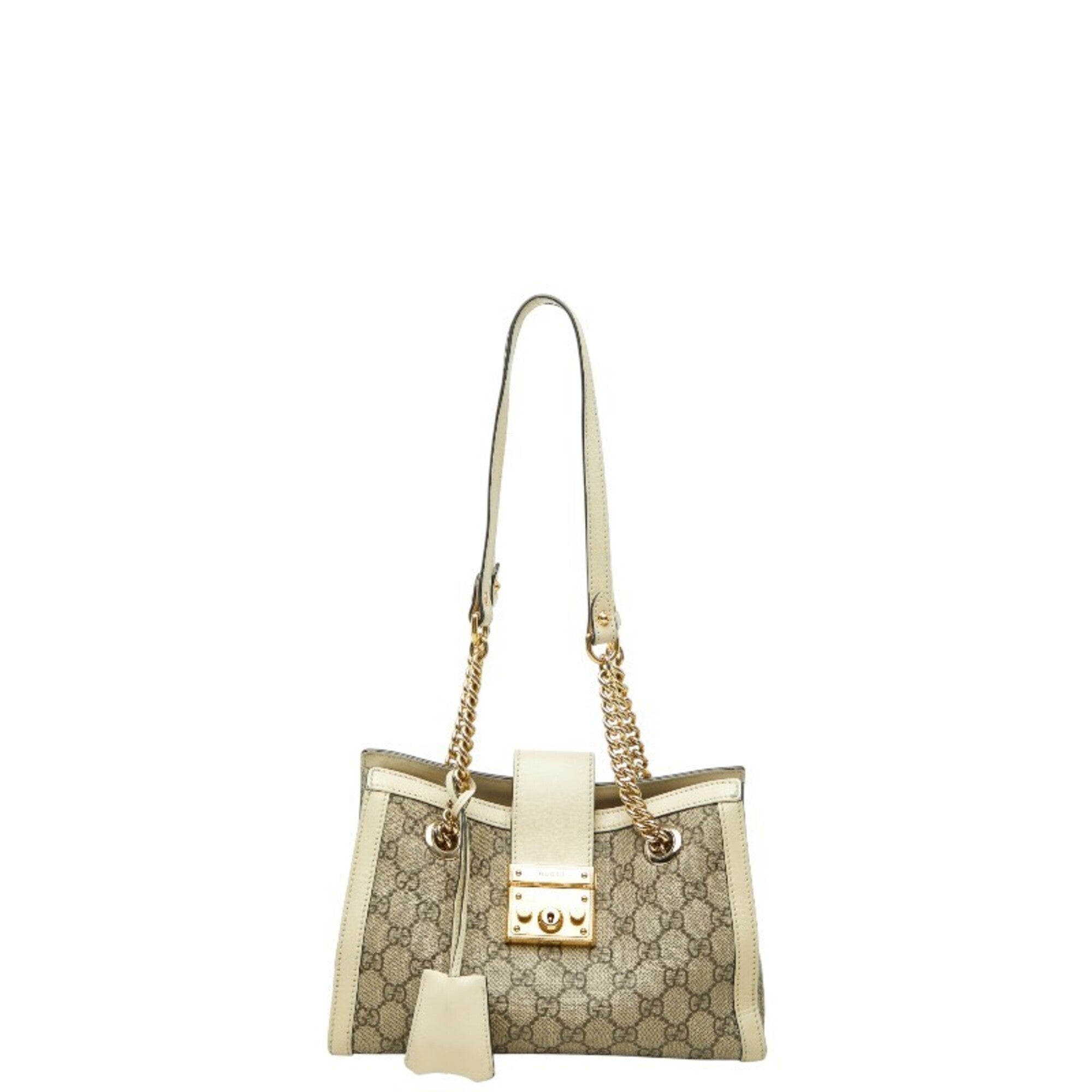 Gucci Beige Ivory Leather Pvc Shoulder Bag (Pre-Owned)