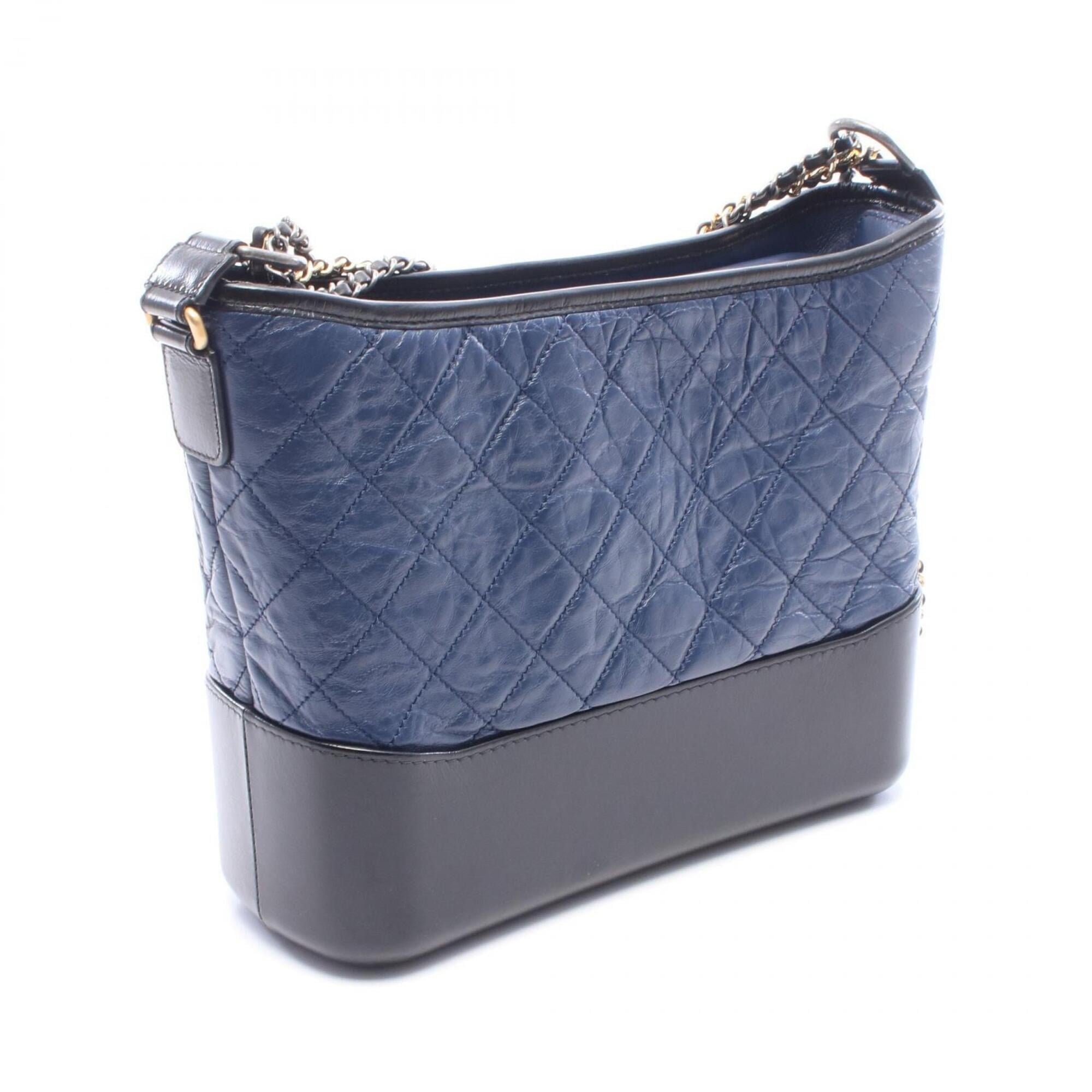 Chanel Gabriel Black Navy Leather Handbag Shoulder Bag (Pre-Owned)