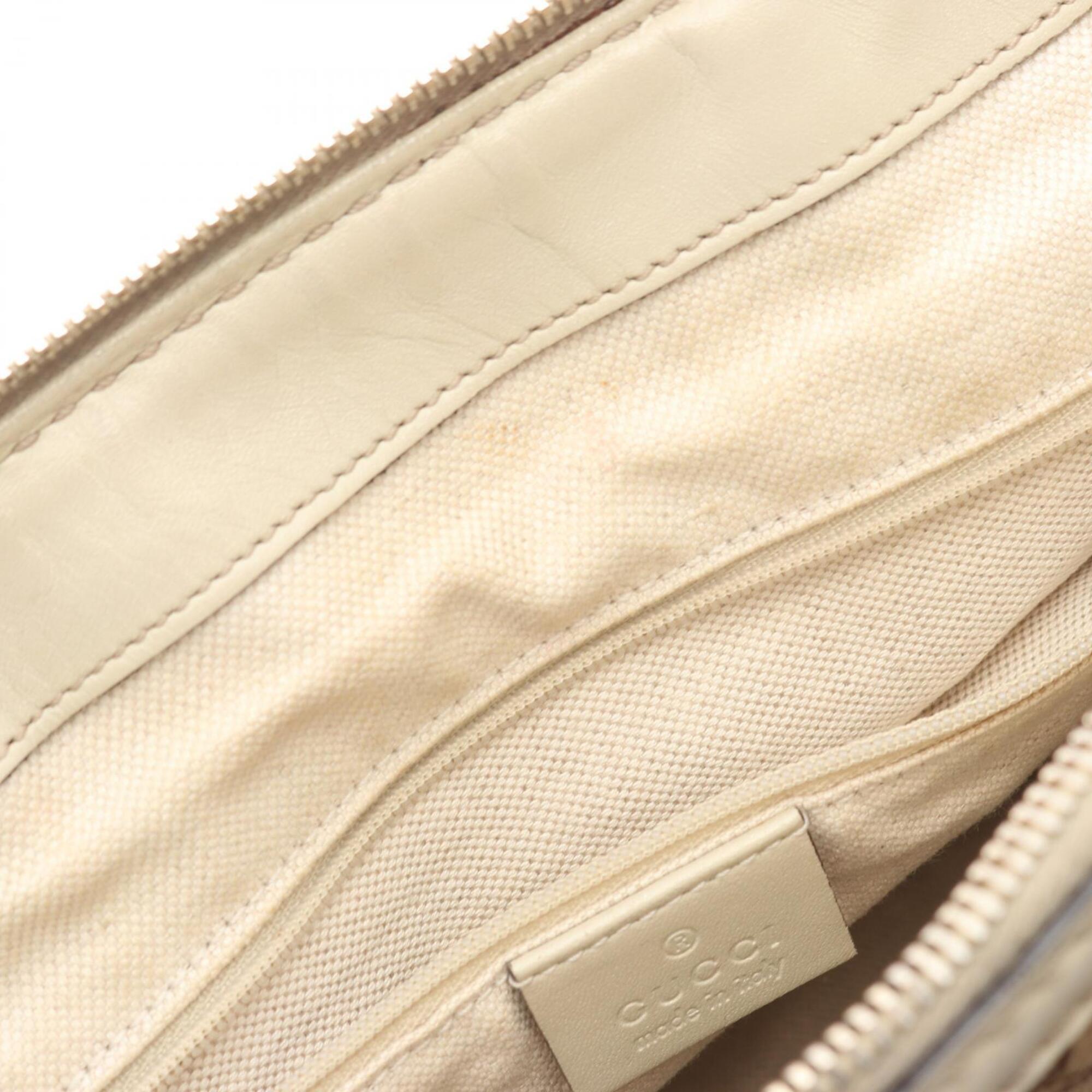 Gucci Beige Ivory Gg Canvas Leather Handbag (Pre-Owned)