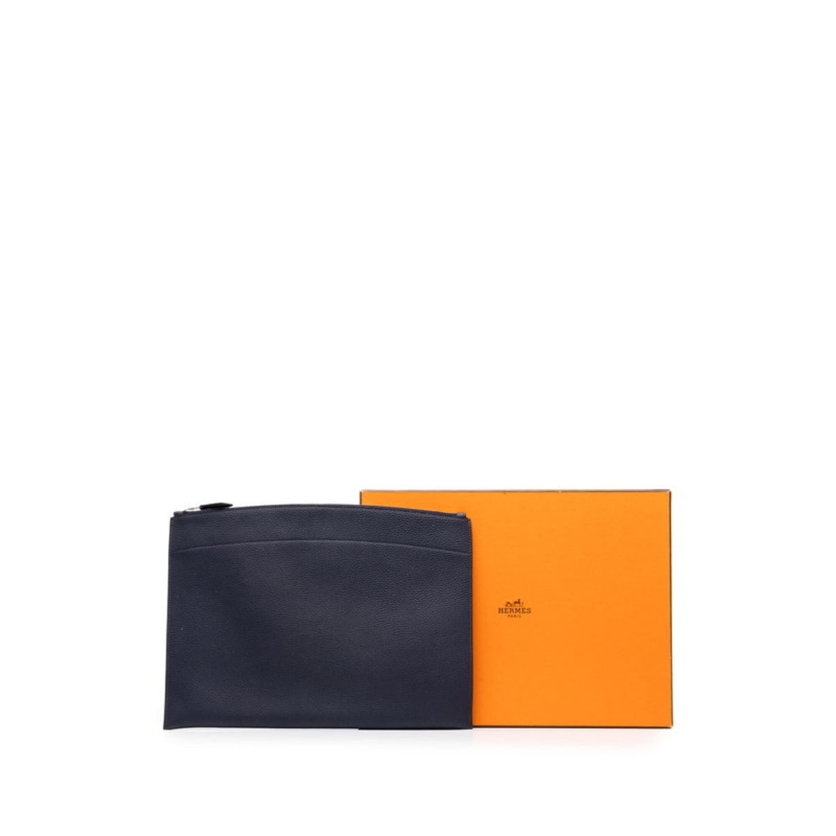 Hermes Navy Togo Leather Clutch Bag (Pre-Owned)