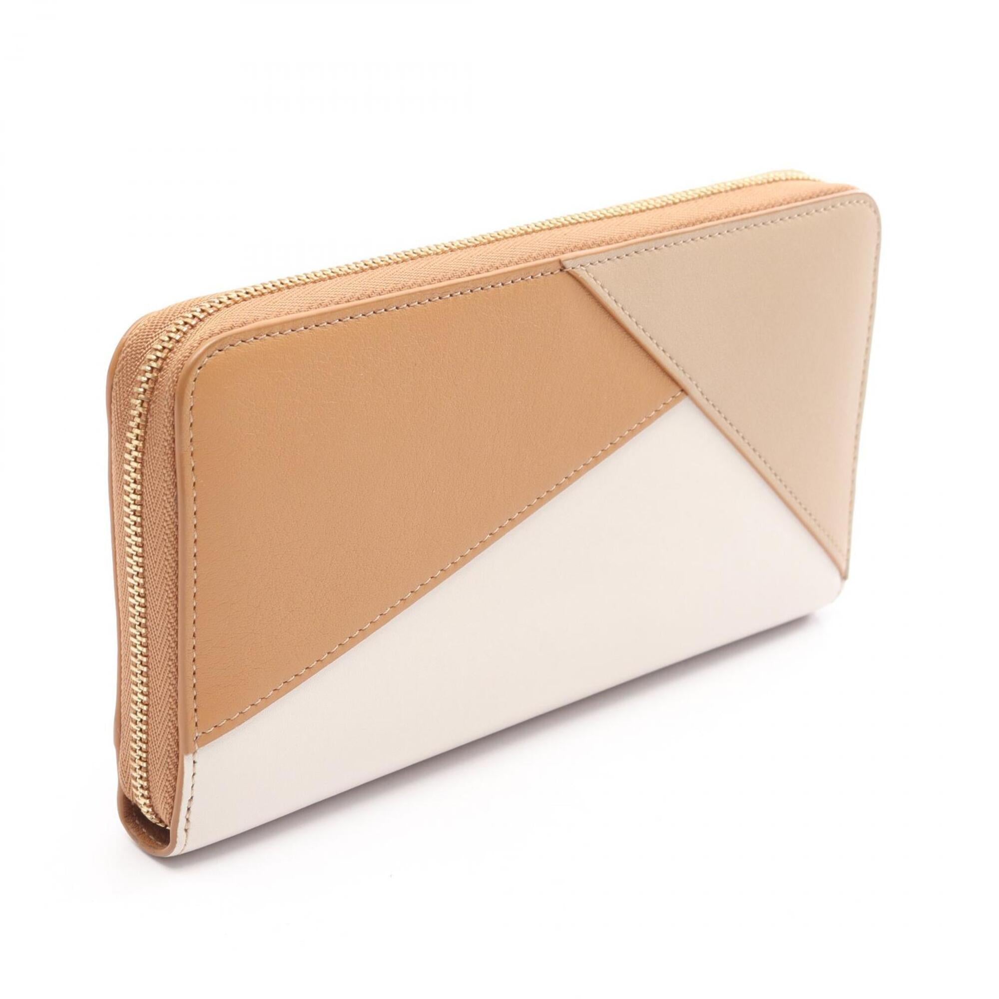 Loewe Beige Brown Ivory Leather Long Wallet (Bi-Fold) (Pre-Owned)