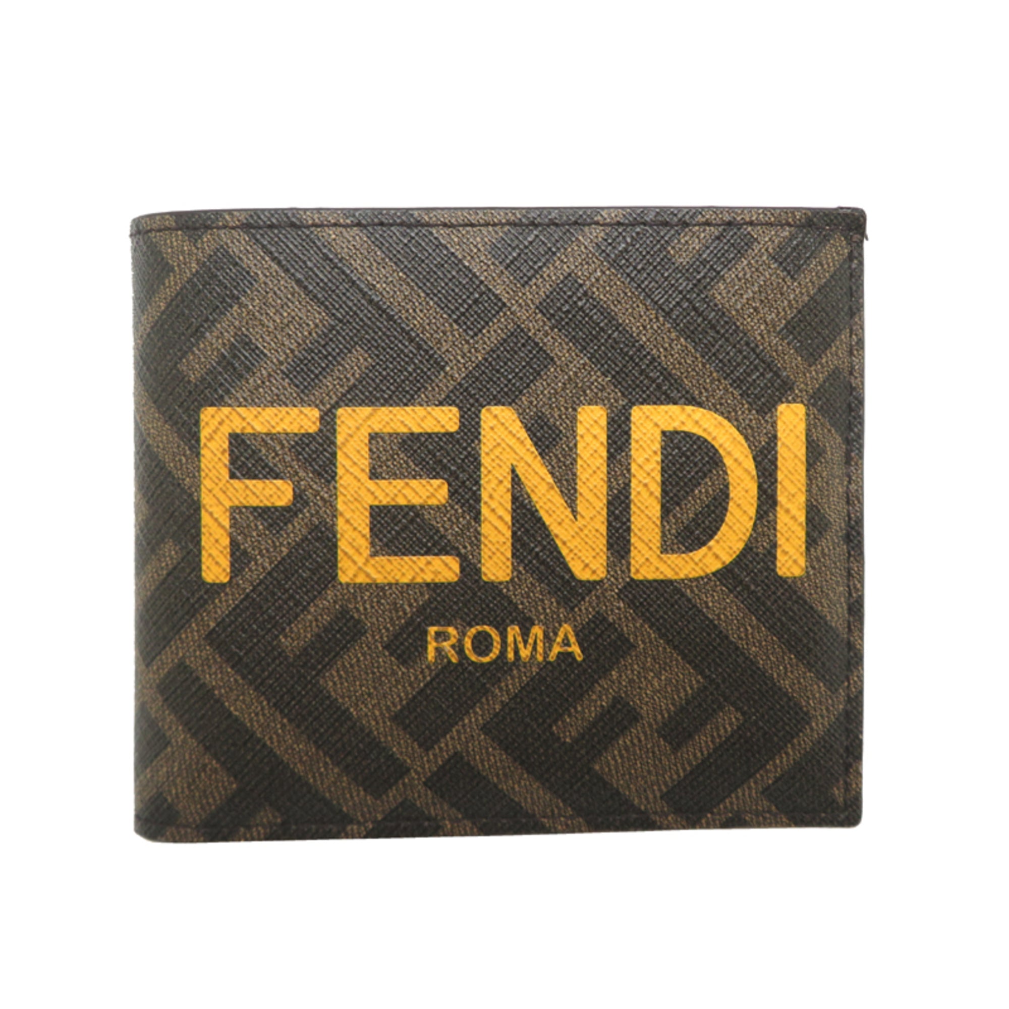 Fendi Brown Yellow Pvc Leather Wallet (Bi-Fold) (Pre-Owned)