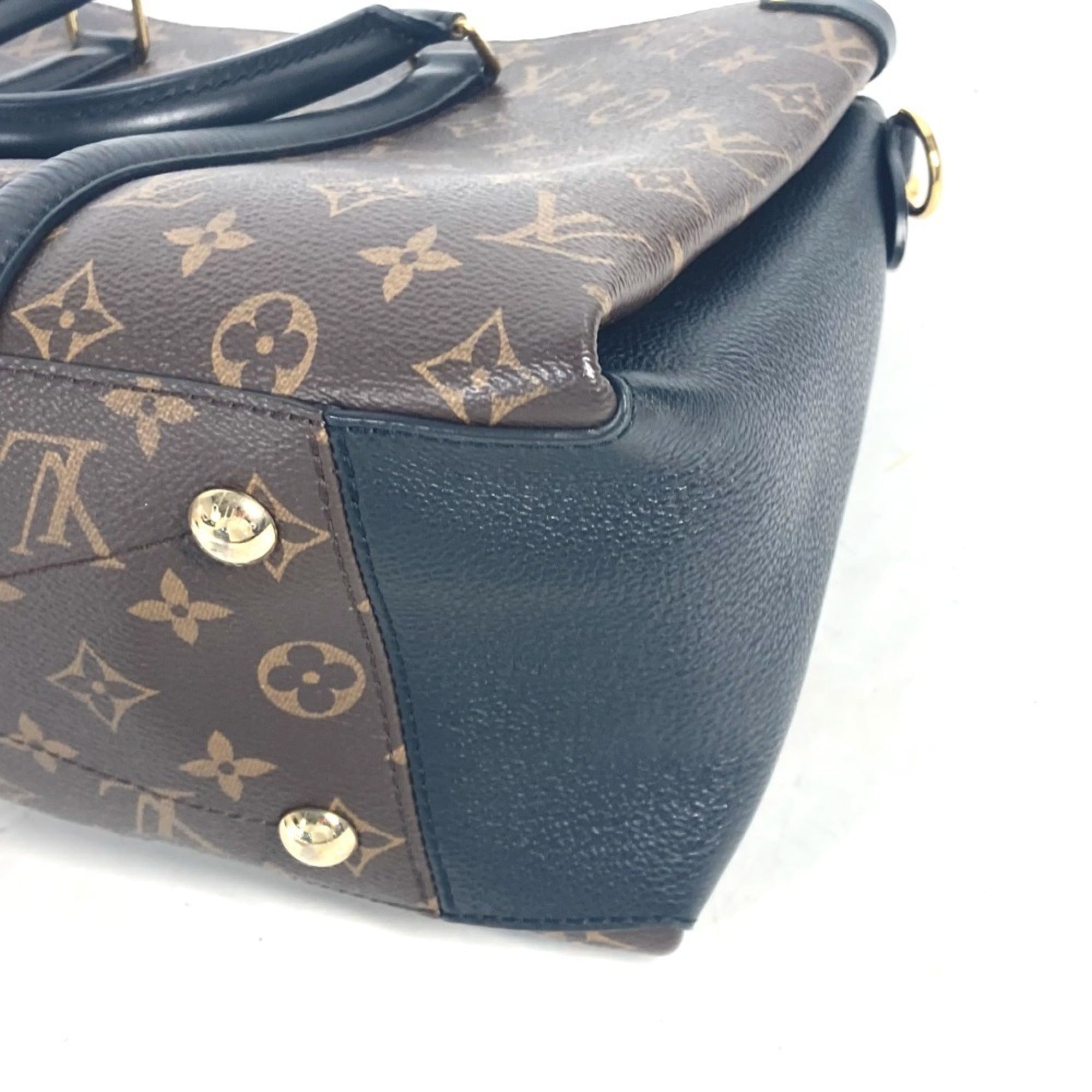 Louis Vuitton Black Brown Monogram Canvas Handbag Tote Bag (Pre-Owned)